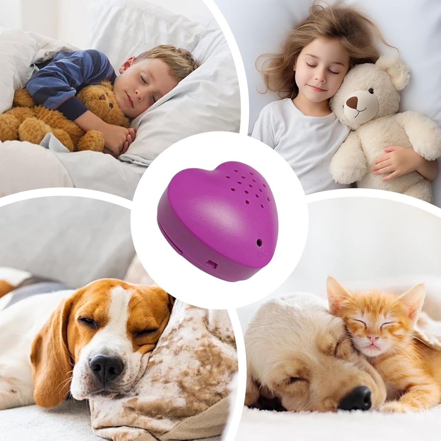 Calming Heartbeat Soother, Recordable Vibration Simulator, Ideal for Puppies, Dogs, Cats, and Children, Promoting Relaxation, Sleep Assistance, Training, Comfort, and Emotional Security