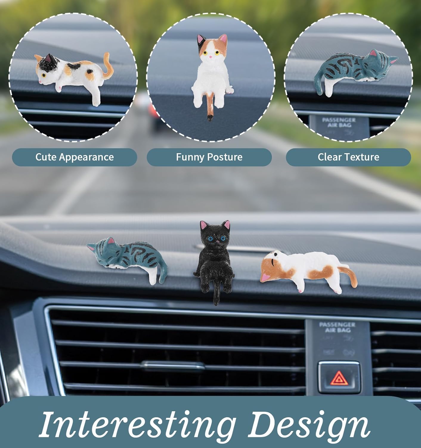 8Pcs Cat Desk Accessories, Cute Resin Mini Cat Desk Figurines for Monitor, Car Dashboard & Desk-Decor, Adorable Mini Cats Figurines for Office Car Home Decor, Ideal Gift for Cats Lovers