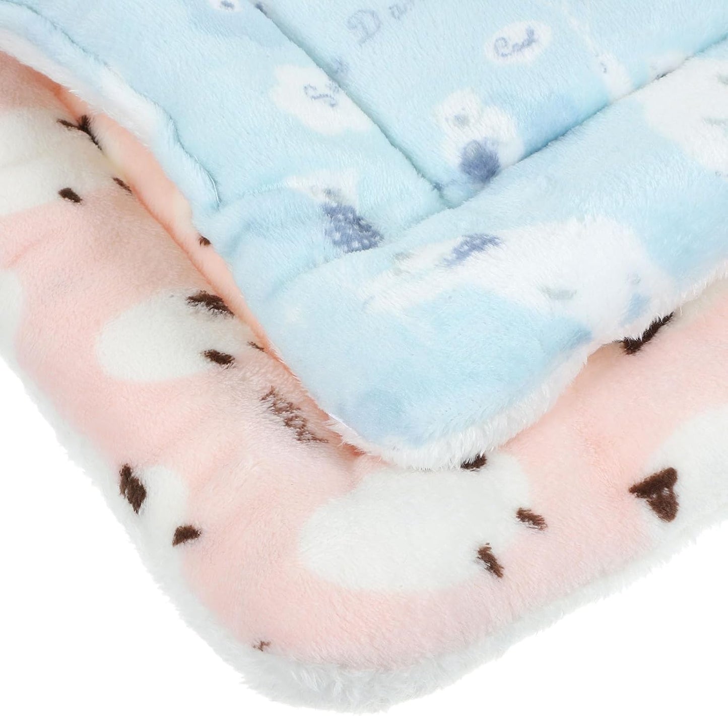 FAVOMOTO 2pcs Small Animal Bed Mats for Cage Thickened Plush Warm Sleeping Pads Washable Pet Bedding Mats for Winter Guinea Pig Hamster Rat Cage