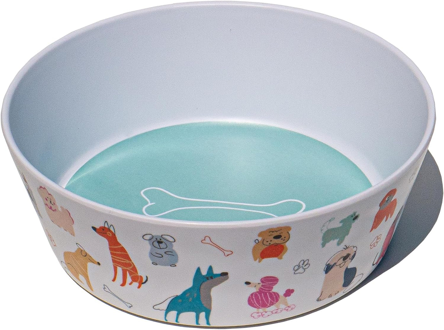 Dog Whimsy Melamine Pet Bowl - Medium - 3 Cups - Multicolor - Set of 2