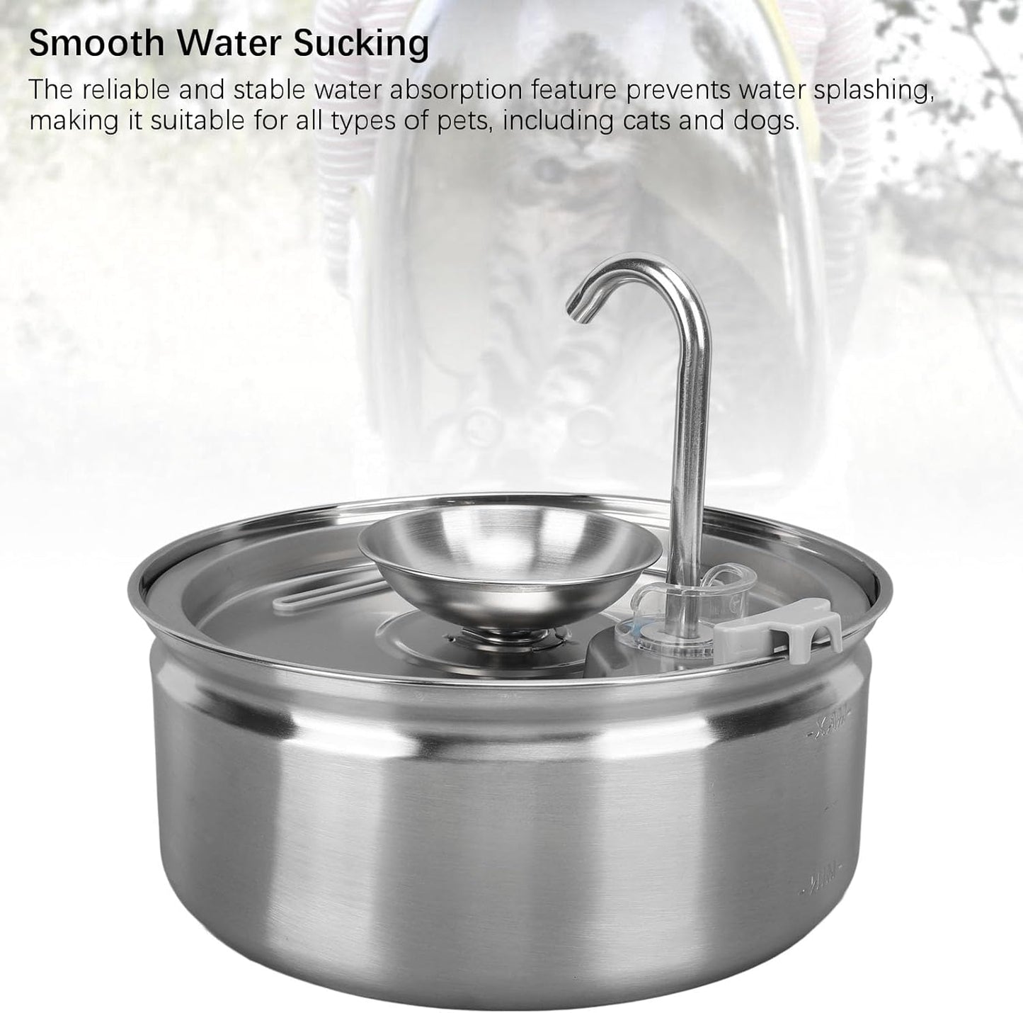 Cat Water Fountain, 3.2L Stainless Steel Dog Water Dispenser Automatic Circulation Pet Drinking Dispenser Running Water Bowl Quiet Dog Drinking Waterer for Cats, Dogs, Multiple Pet