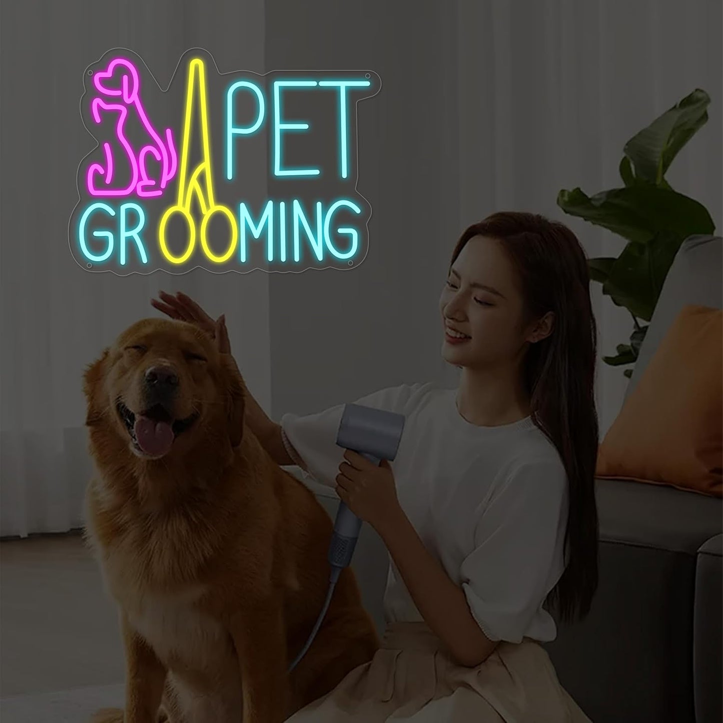 Pet Grooming Neon Sign for Wall Decor,Kids USB Powered Pet Grooming Led Sign, Reusable Pet Grooming Light Up Sign for Boys and Girls, Light Up Sign for Bedroom and Livingroom