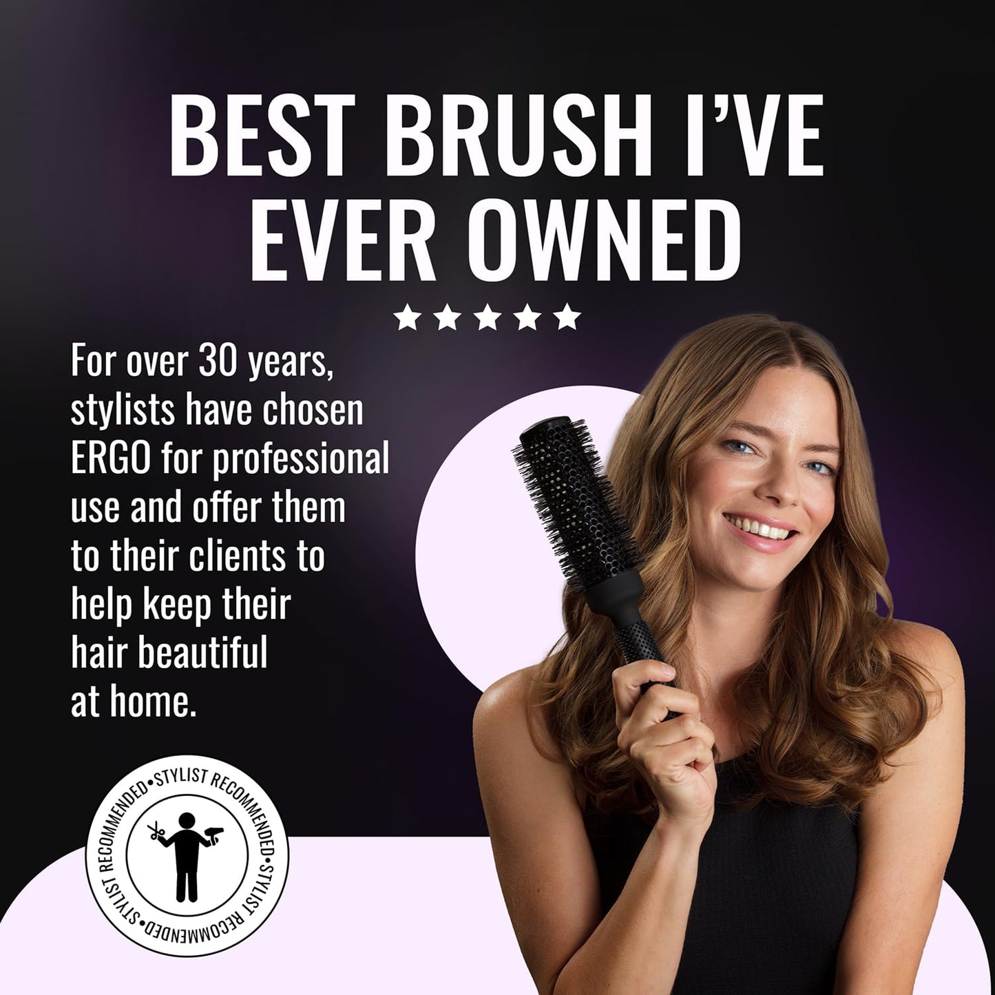 ERGO Ceramic Ionic Round Brush for Blow Out - Salon Quality Hair Brushes for Women - Roller Brush for Blow Drying, Wet and Dry Hair Styling, Volumizing Hair Care - ER43: 1.75"