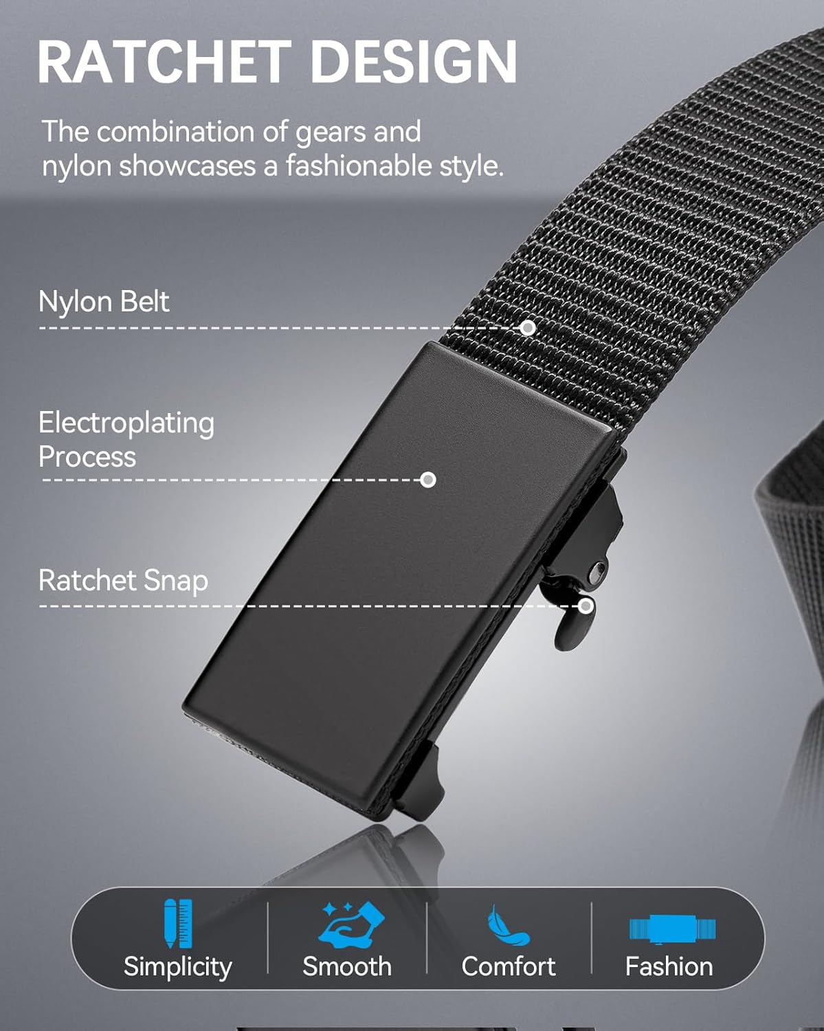 BOSTANTEN Ratchet Web Belt Men, Nylon Golf Adjustable Work Men's Belt with Casual Pants