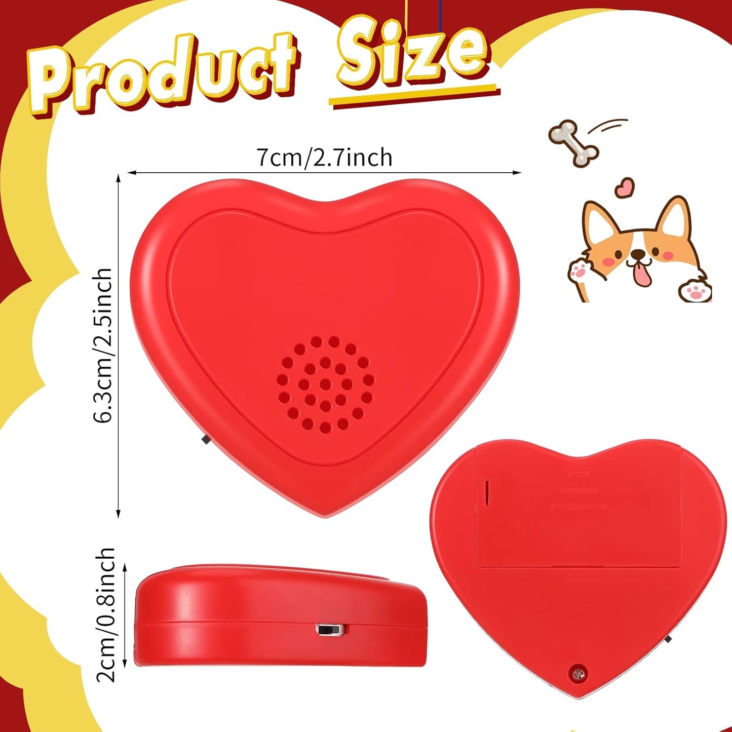 Wettarn 2 Pcs Heartbeat Replacement Puppy Soother Heartbeat Simulator for Dogs and Cats Sleep Aid Calming Toys Anxiety Relief Behavioral Training Rechargeable Add to Plush Blankets Pillows Beds
