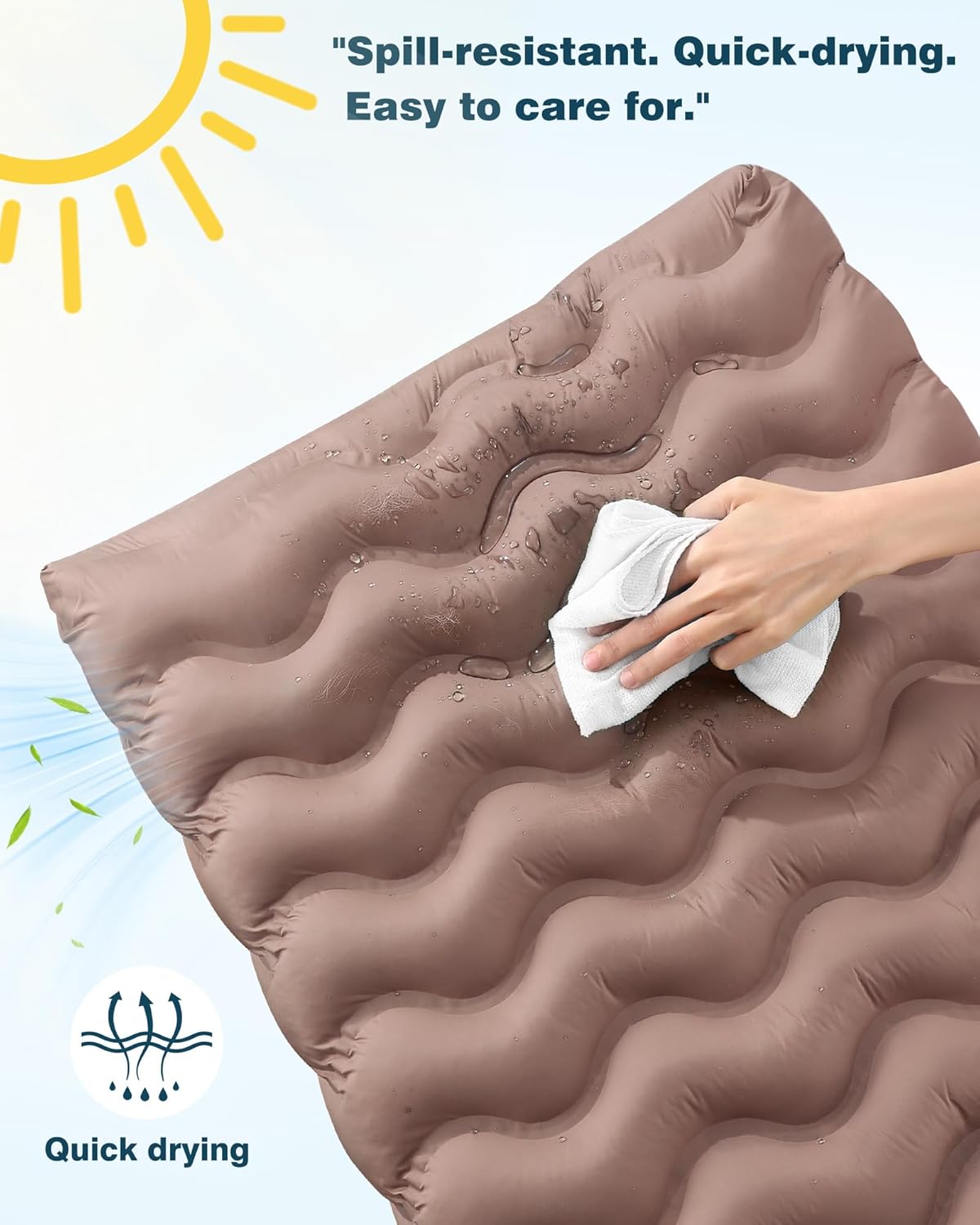 Orthopedic Dog Bed Outdoor Waterproof Dogs Crate Bed for Large Medium Small Dogs, Washable Cooling Dog Bed Mat with Removeable Cover & Memory Foam（36" x 27", Beige