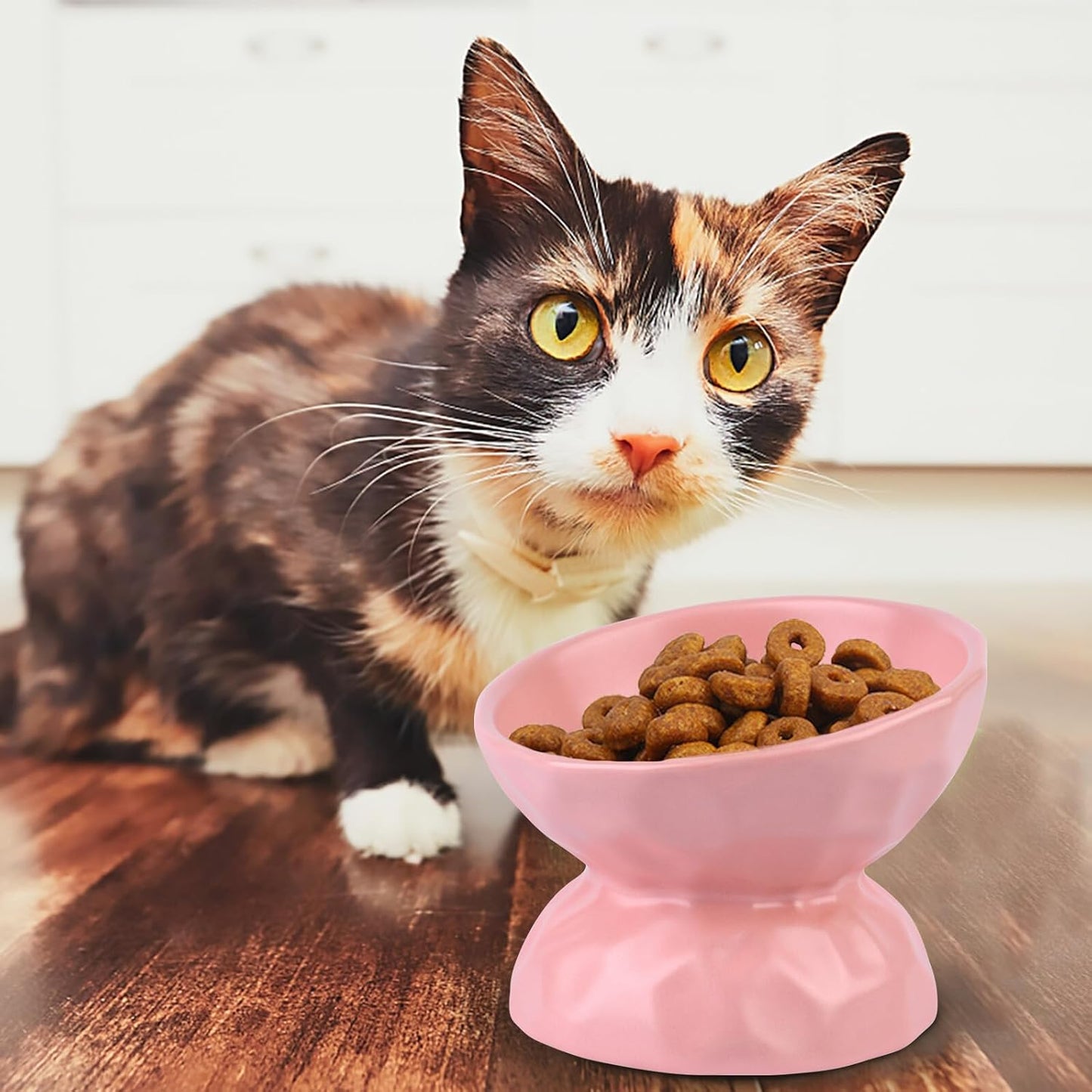 Milisten Elevated Ceramic Cat Feeding Bowl Small Pink Pet Food and Water Feeder Neck Protection Raised Dish for Indoor Cats