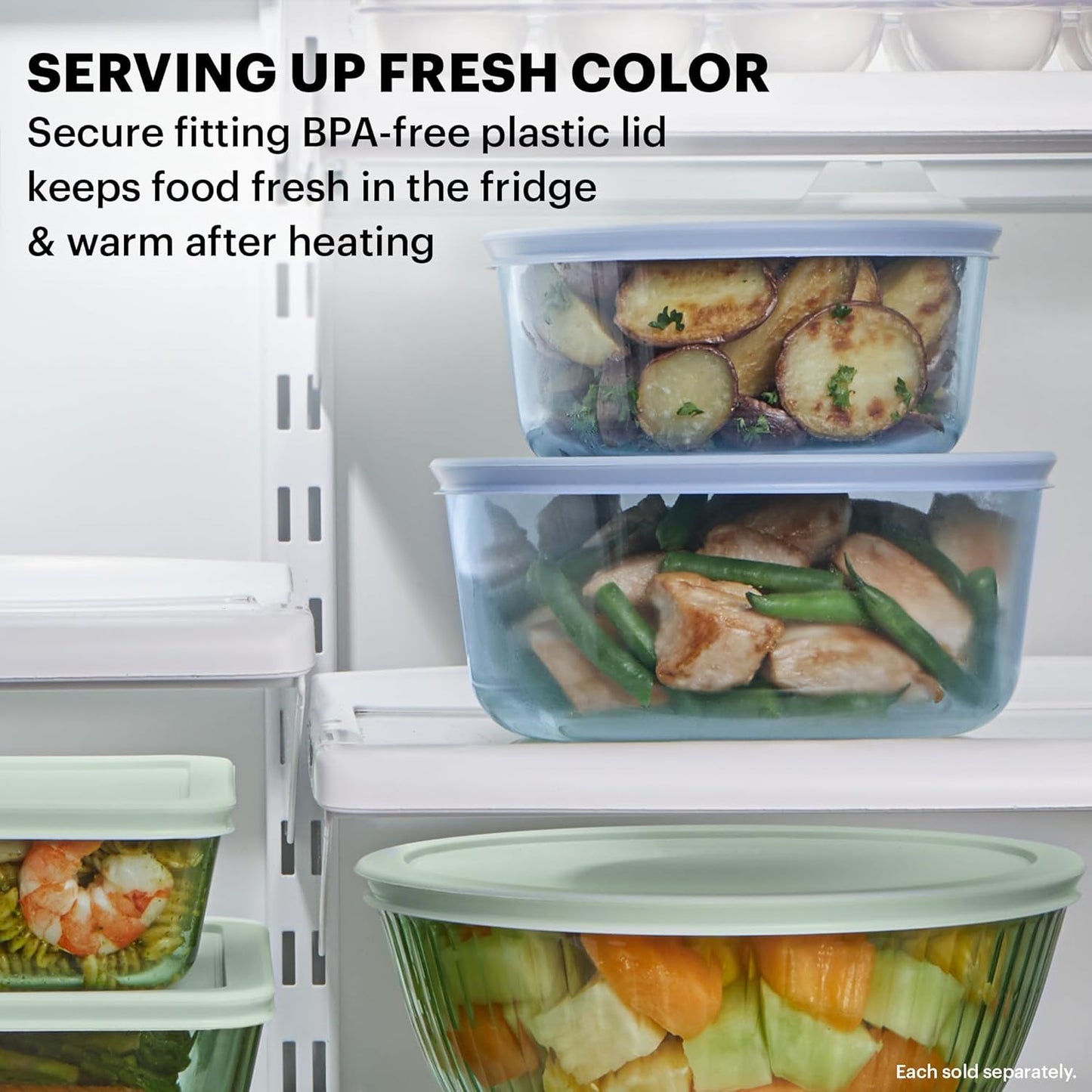 Pyrex Colors Tinted (6-PC Medium) Small/Medium Round Food Storage Container Set, Snug Fit Non-Toxic Plastic BPA-Free Lids, Freezer Dishwasher Microwave Safe, 2 Cup, 4 Cup & 7 Cup