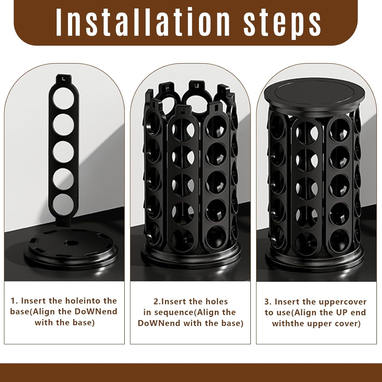 K Cup Holder, Coffee Pod Storage Carousel Holder Organizer Compatible with 40 Keurig K-Cup Pods, Home or Office Kitchen Counter Organizer（Black）
