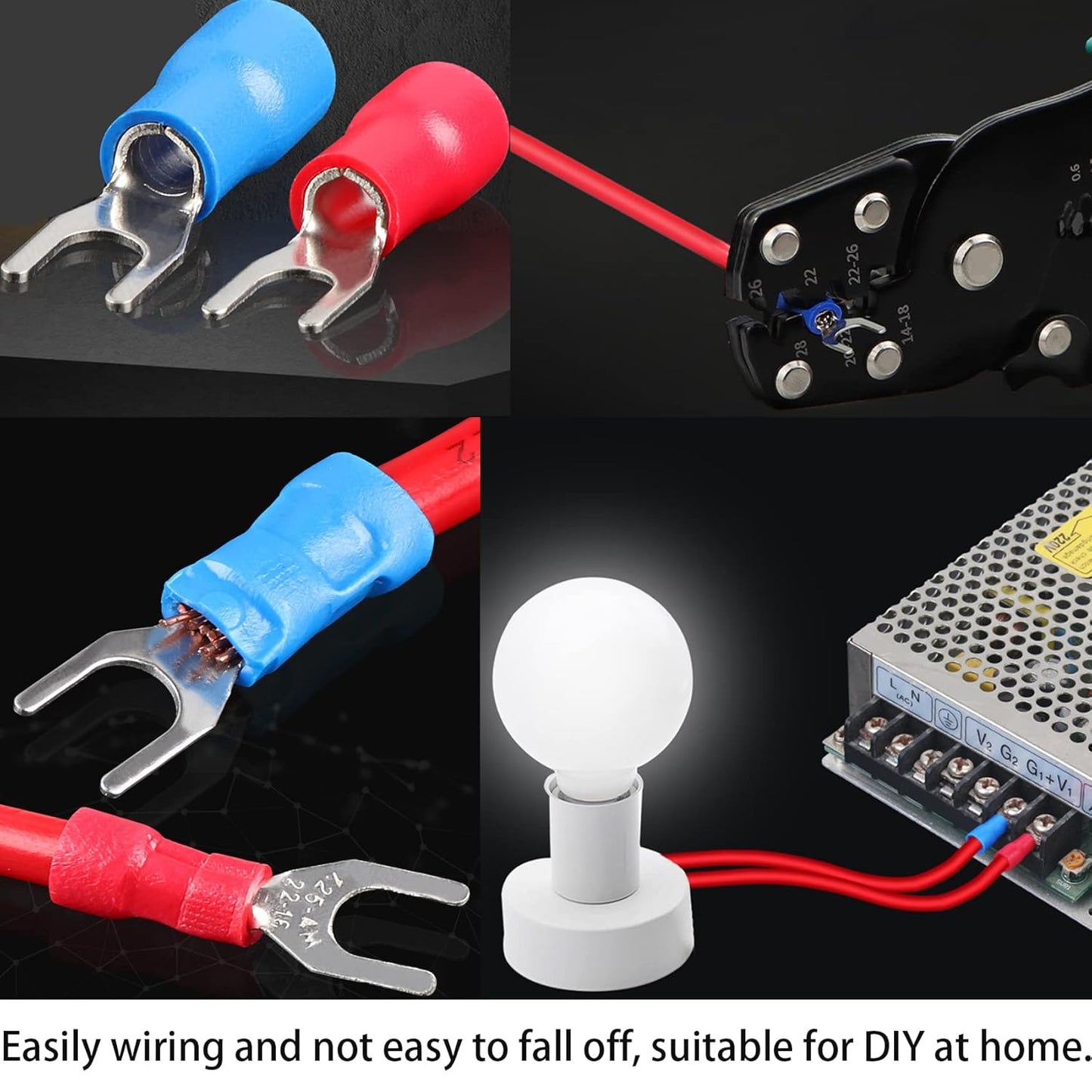 280PCS Crimp Connectors, 2.8mm 4.8mm 6.3mm Male and Female Spade Connector kit, 15 Types Crimp Terminals Electrical Connectors, Electrical Terminals Includes Spade Ring Fork Wire Connectors