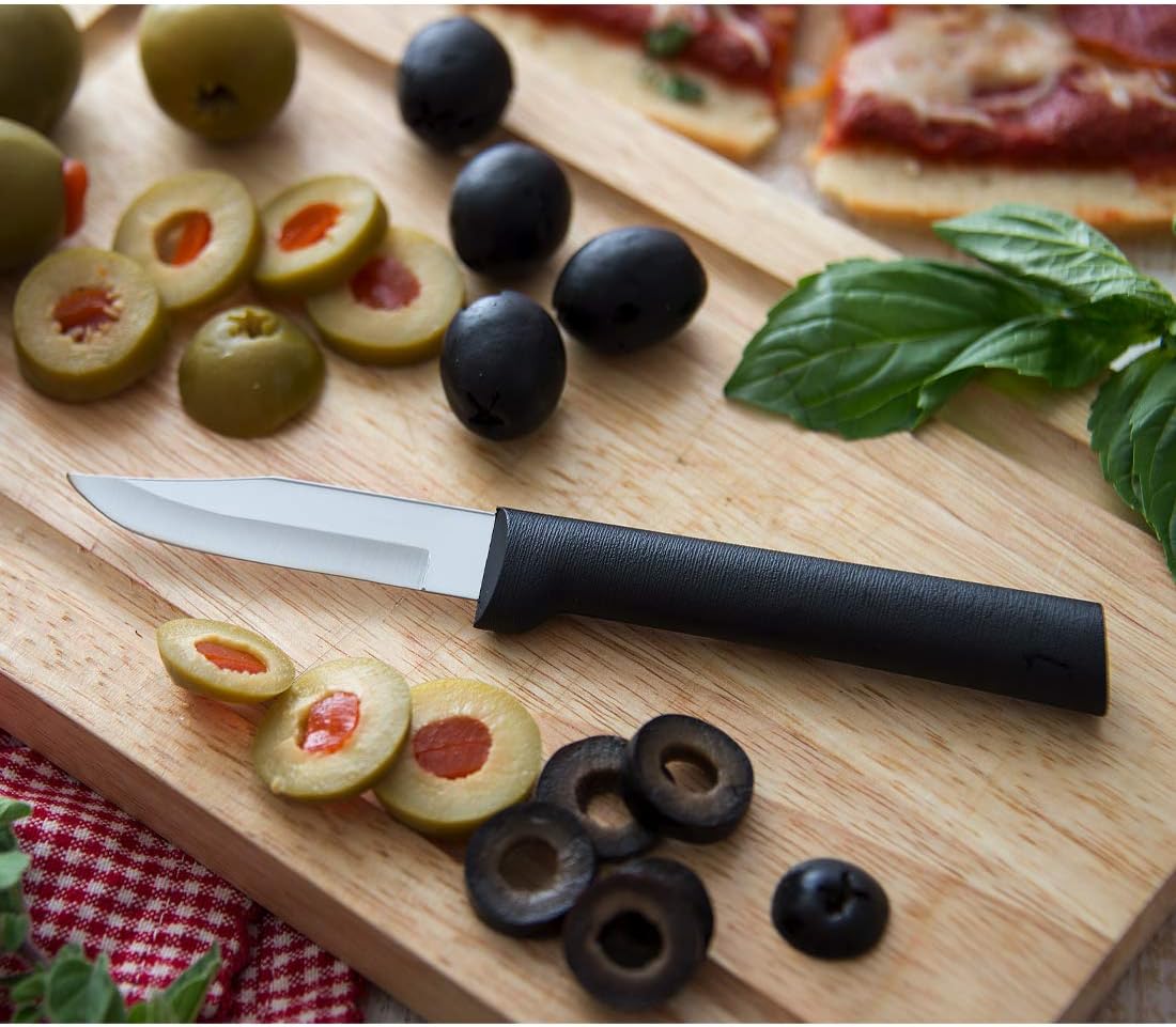 Rada Cutlery Peeling Paring Knife (W202), 2.5" Stainless Steel Blade, Black Handle, Pack of 2