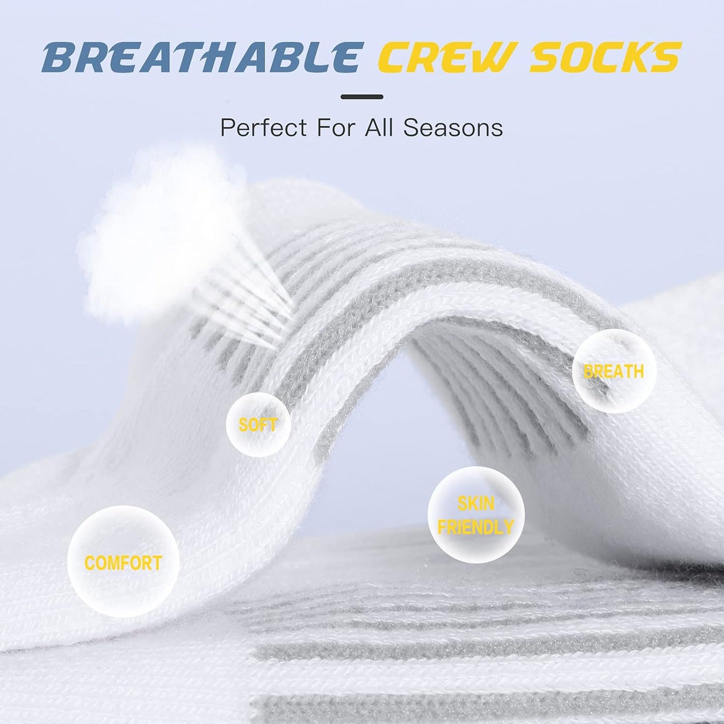 Felicigeely Athletic Crew Socks Cushion Running Socks Performance Breathable Sports Socks for Men