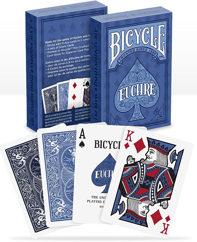 Bicycle Euchre Playing Card Deck - 9 Through Ace - Double Deck, Blue