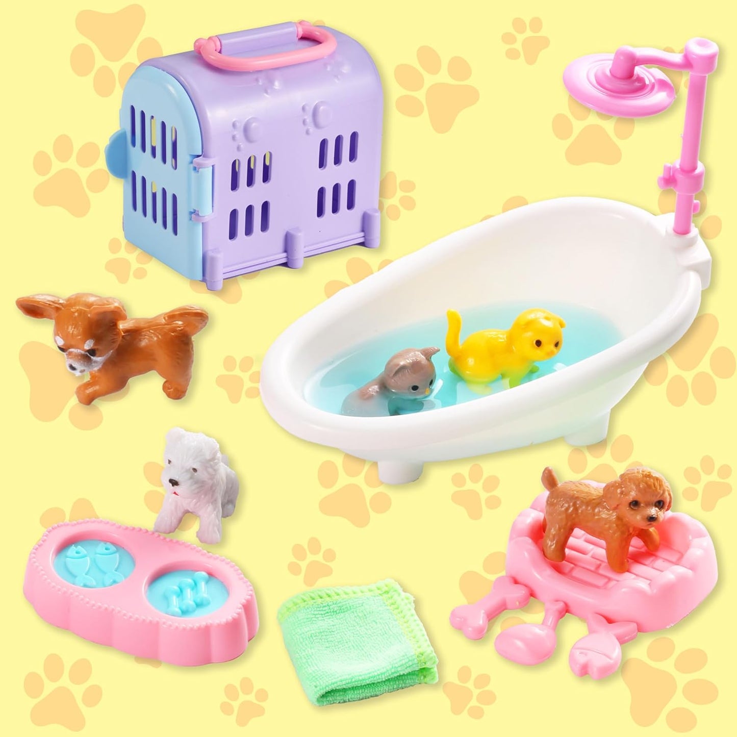 Pet Sensory bin,Dog and Cat Sandbox for Kids,Kids Play Sand Kit,Pet Play Set with Sensory Sand,Pet Care Play Set,Role Pretend Play Beach Toy Birthday Gift for Girls Boys 3 4 5 6 Years Old