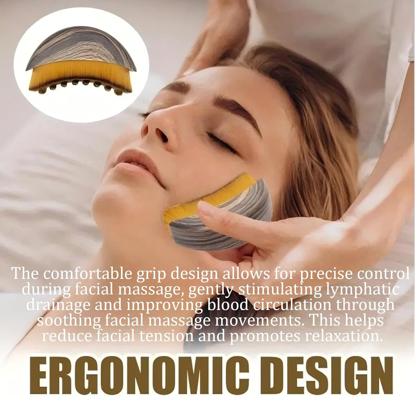 2 PCS Lymphatic Contour Face Brush, Lymphatic Drainage Massager, Ergonomic Face Beauty Tool，Designed to Fit The Skin Precisely and Relieve Fatigue for All Skin Types