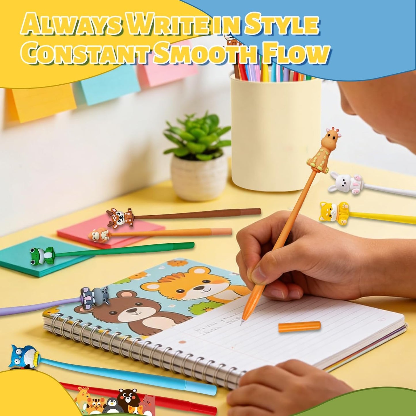 Animal Pens Cute Pens Assorted Fun Gel Ink Pen for Birthdays, Classroom Prizes, School, Office Supplies (Animal, 24)