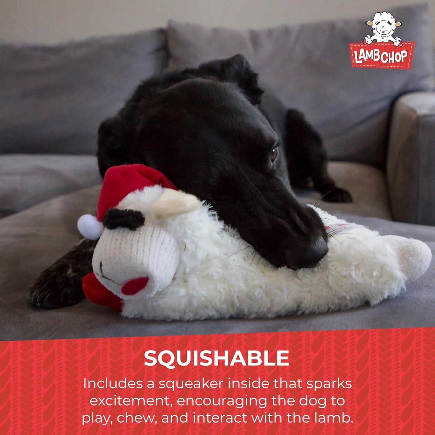 Multipet Lamb Chop Easter Dog Toy | Plush Dog Toy | Squeaker Dogs Toys |10" | White | Officially Licensed