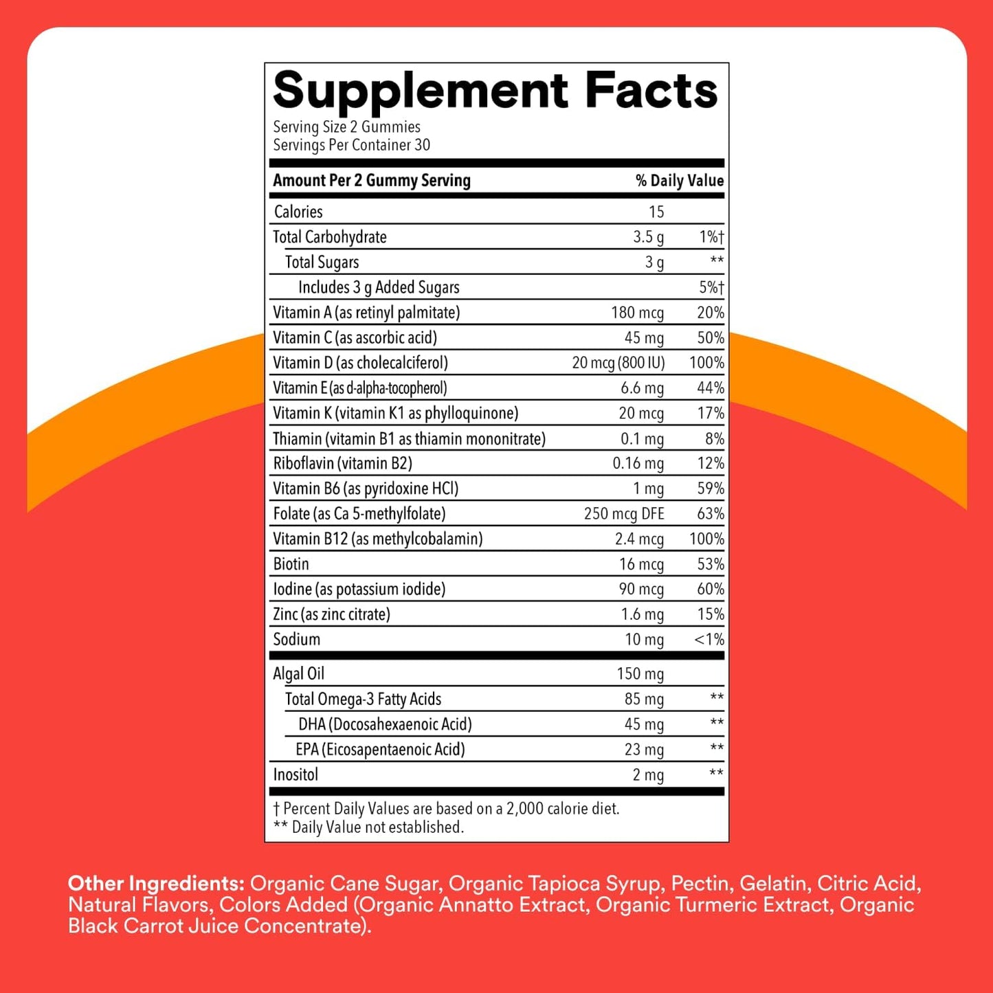 SmartyPants Kids Multivitamin Gummies, Omega 3 (DHA/EPA), Vitamins D3, C, B12, B6, Vitamin A, K & Zinc, Gluten Free, Three Fruit Flavors, 60 Count (30 Day Supply)