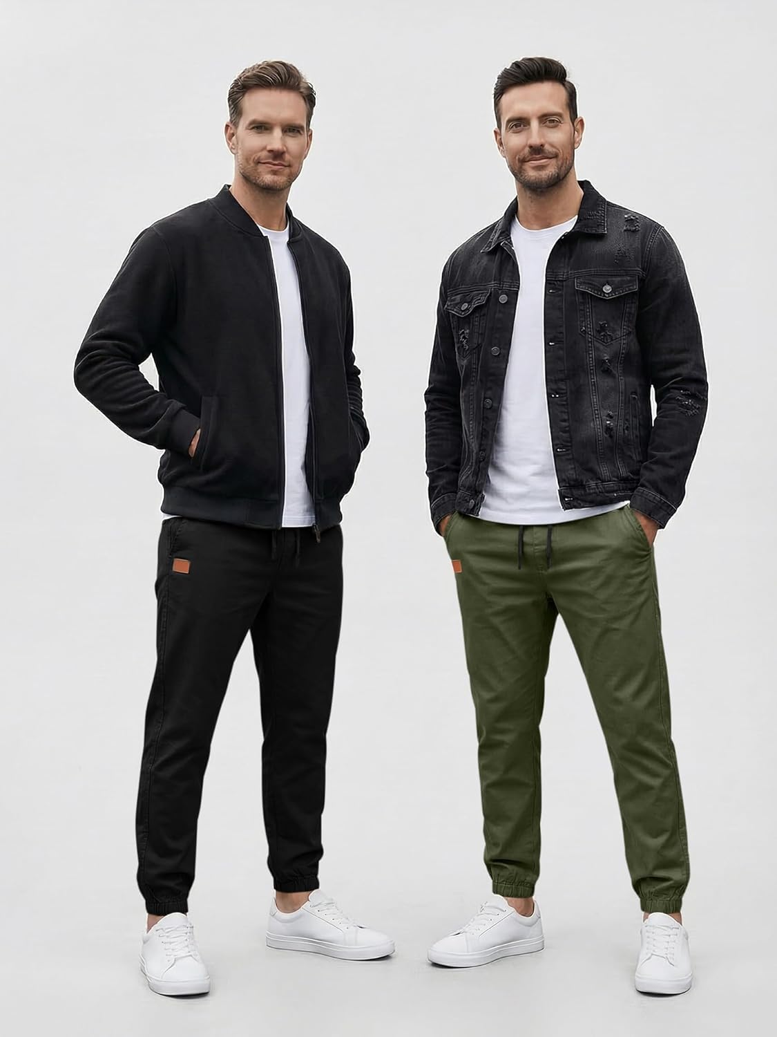 JMIERR Mens Casual Joggers Pants - Cotton Drawstring Chino Cargo Pants Hiking Outdoor Twill Track Jogging Sweatpants Pants