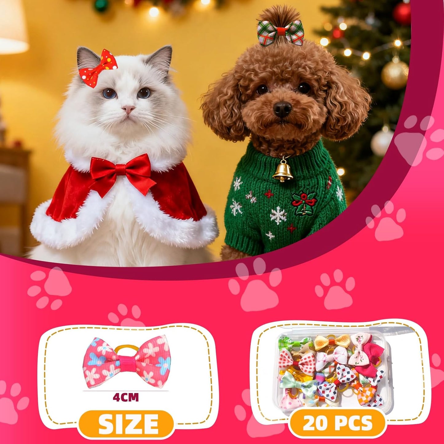 Pet Grooming Kit- 6 Colors Washable Dog Hair Dye Markers, 8 Colors Nail Polish, 20 PCS Cute Dog Bowknot Hair Bows ,Dog Beauty Care Supplies for Safe & Fun Styling,Birthday Gifts to PET Lovers Set