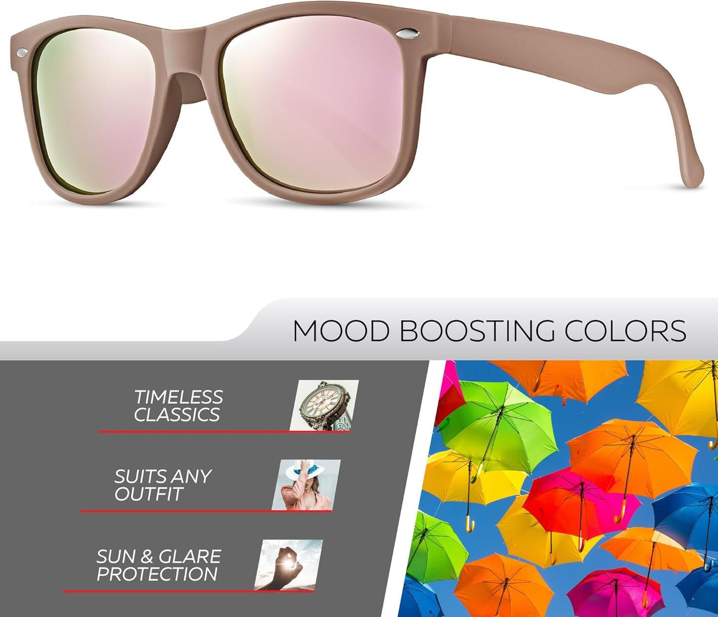 Retro Rewind Polarized Sunglasses for Men and Women - UV Protection Classic Sun Glasses