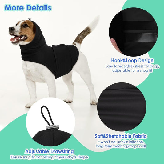 MIGOHI Dog Anxiety Vests for Small Dogs, Calming Hoodie for Fireworks,Noise,Comfort Vests for Anxiety, Wrap Ears to Relief Anxious, New Places, Social Stress, Xs,Black