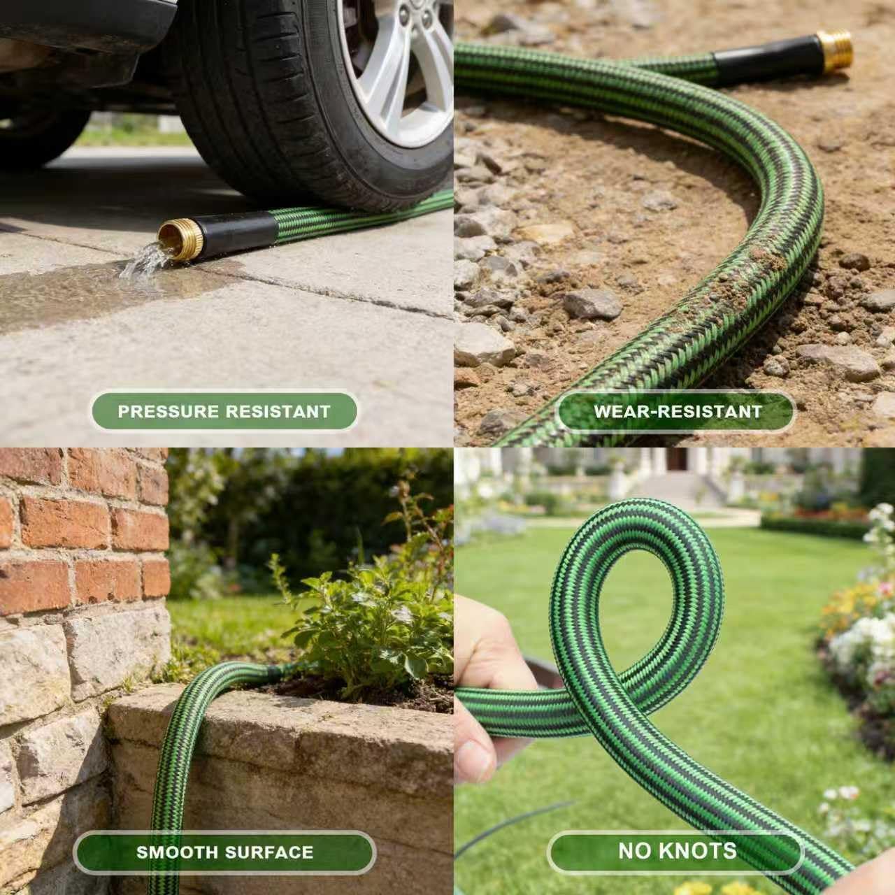 Garden Hose 50 FT-Triple-layer pipe, Heavy Duty Water Hose with solid Aluminum Fittings, Ultra-Lightweight and Flexible, Abrasion-Resistant, Rust-Resistant,Watering and Cleaning for Outdoor