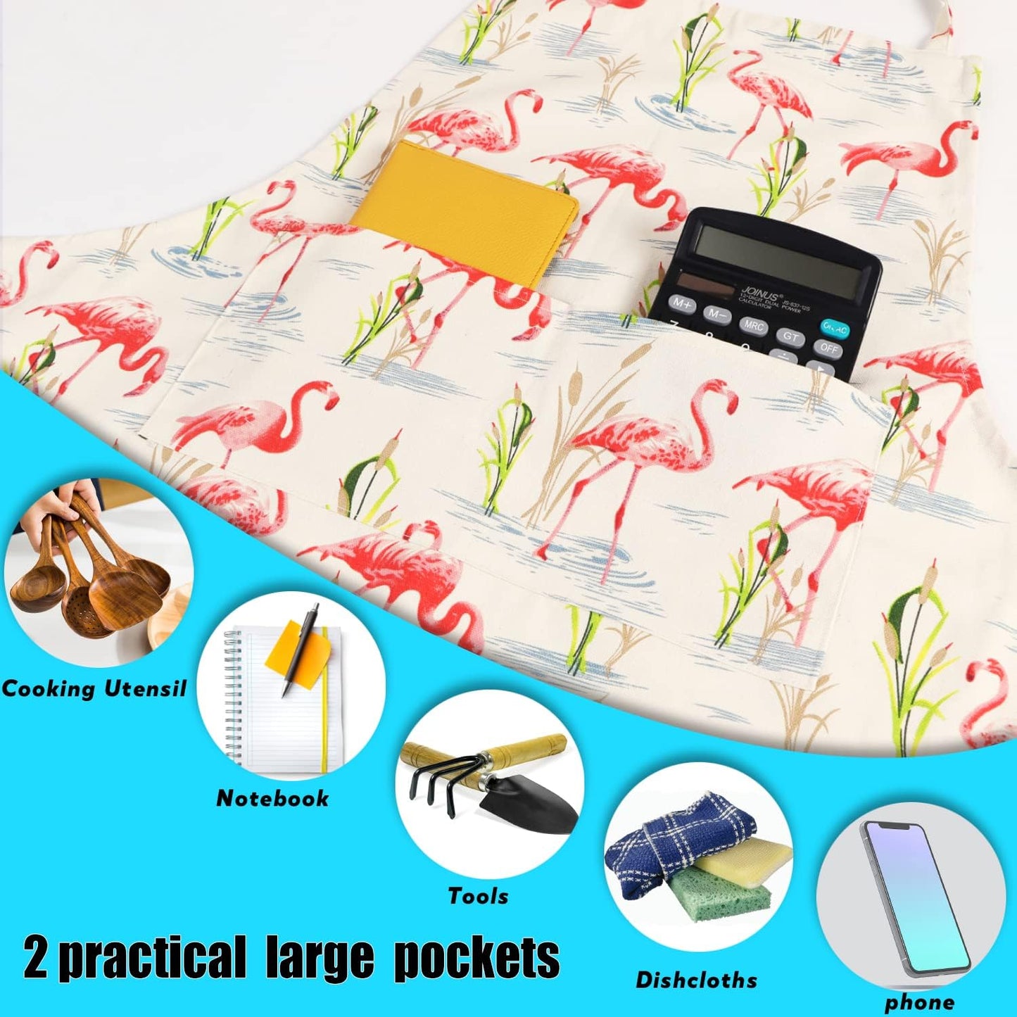 LOLOMLO Oversize Canvas Cotton Apron, Extra Large Aprons with Long Strap, Adjustable Neck Tear Resistant Plus Size aprons