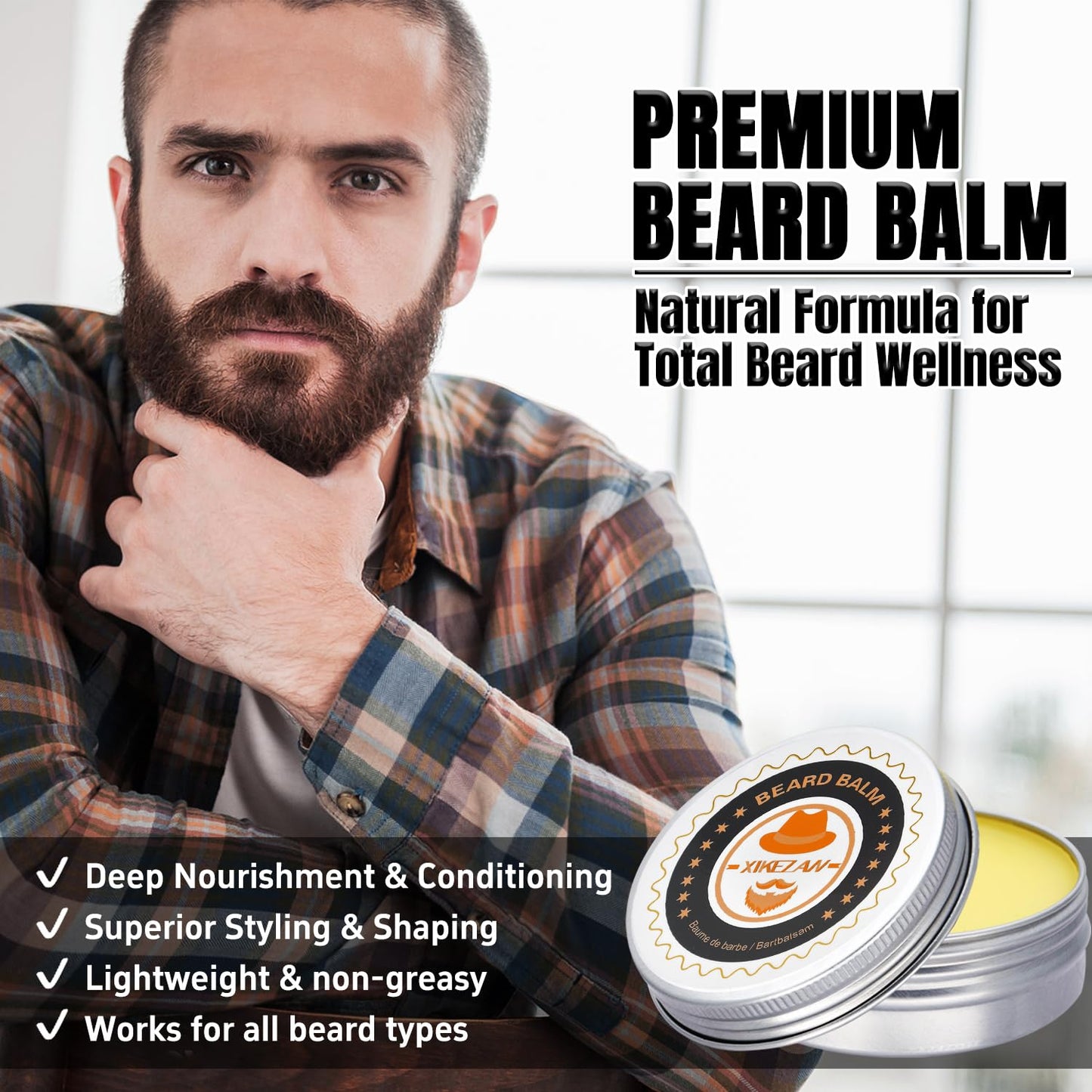 XIKEZAN Beard Kit for Men Grooming & Care w/Beard Conditioner, Wash, Oil, Balm, Brush, Comb,Birthday Fathers Valentines Gifts for Men Him Dad Husband Boyfriend Christmas Gifts Mens Stocking Stuffers