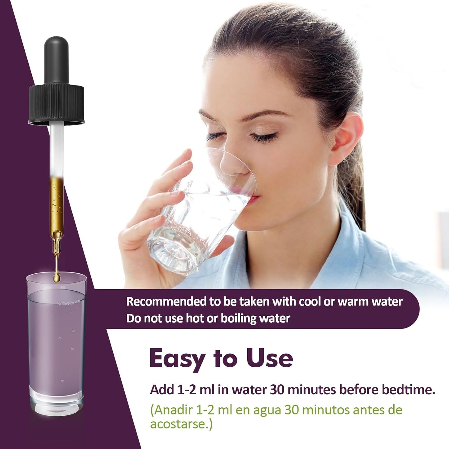 Valerian Root Sleep Aid Drops, Gotas de Glicinato y Citrato de Magnesio, Pasiflora y Valeriana para Dormir Profundamente adulto, Magnesium Citrate & Passionflower Extract Liquid Tincture.2oz