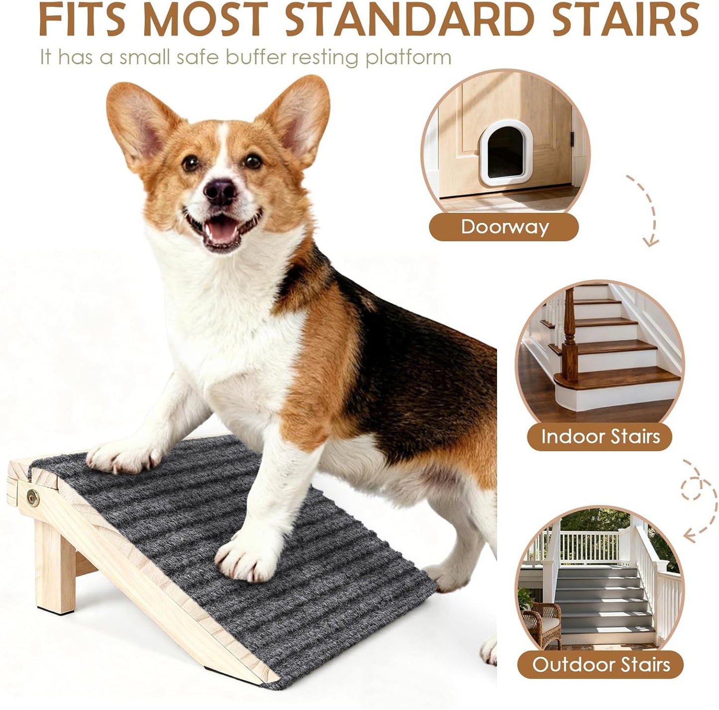 3 Pack Dog Ramp for Stairs, Anti-Slip Pet Step for Small Dogs with Soft Carpet Surface, Folding Portable Indoor/Outdoor Pet Steps for Stairs, Dog Stairs for Senior/Arthritis Dogs (Pet Firendly)