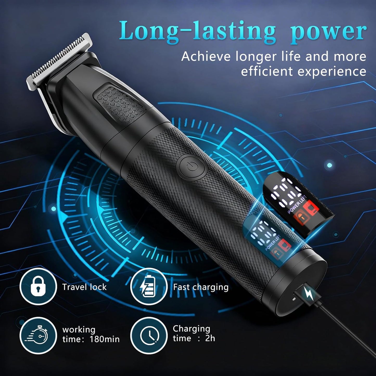 Beard Trimmer for Men 6 in 1 Cordless Waterproof Electric Hair Clippers Mustache Body Face Trimmer All in One Grooming Kit with LED Display USB Rechargeable