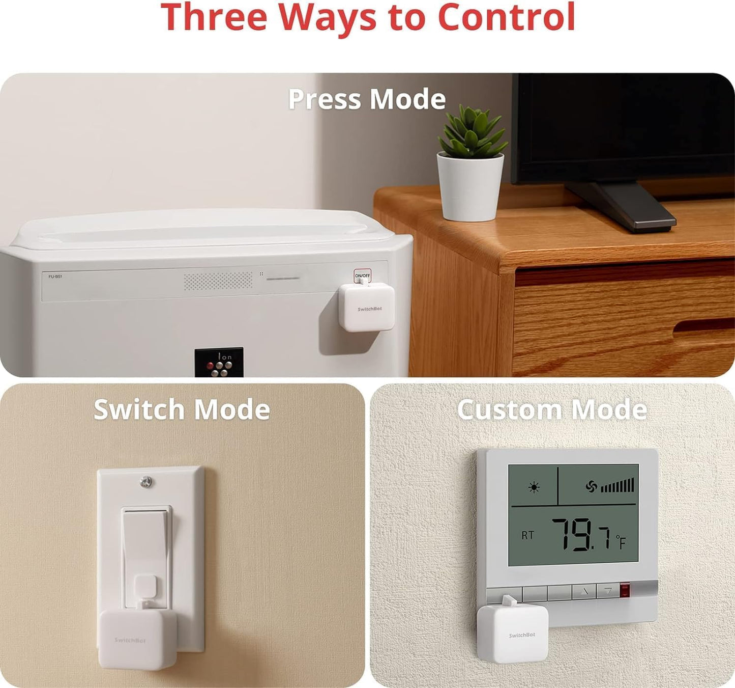 Switchbot Bluetooth Fingerbot Button Pusher for Rocker Switches – Turn Lights/Coffee On by App or Timer, No Tools, Optional Hub for Voice & Away Control, White