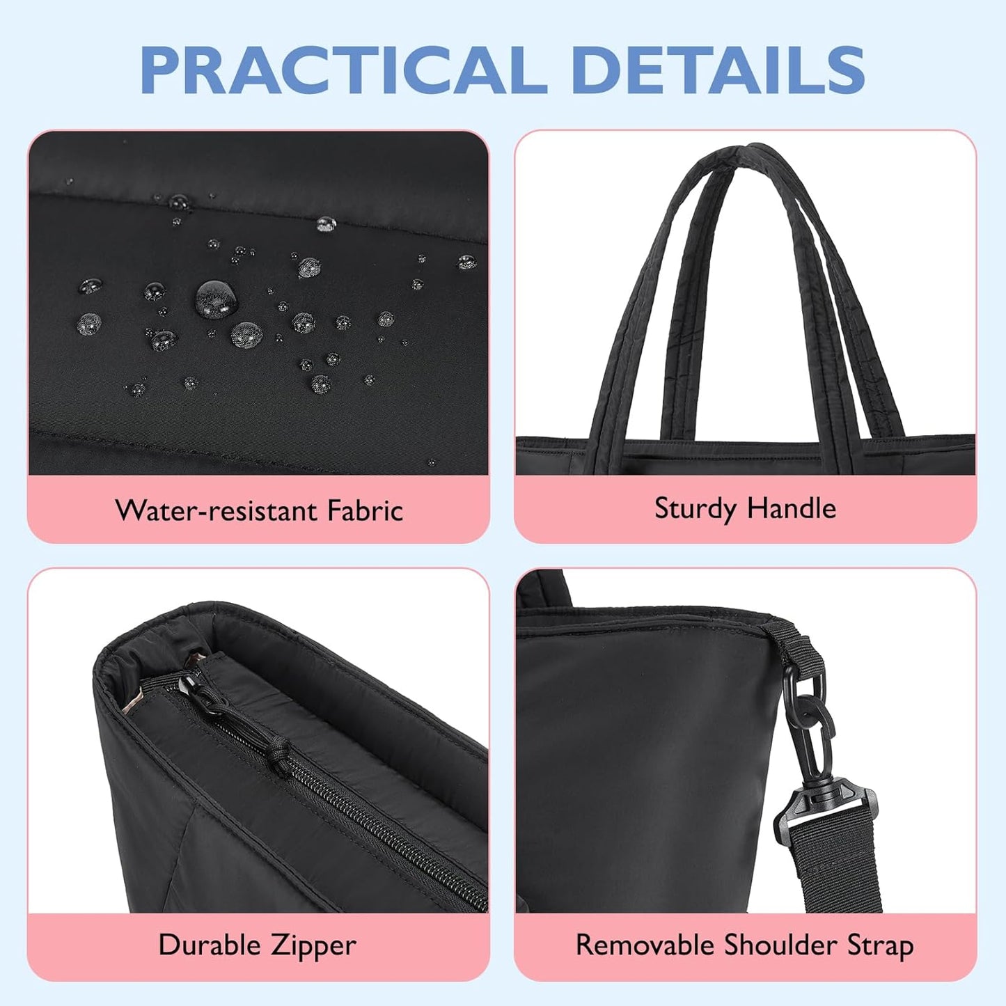 mommore Diaper Bag Tote with Stroller Organizer Puffer Bag Large Capacity Baby Bag with Changing Pad for Travel, Hospital