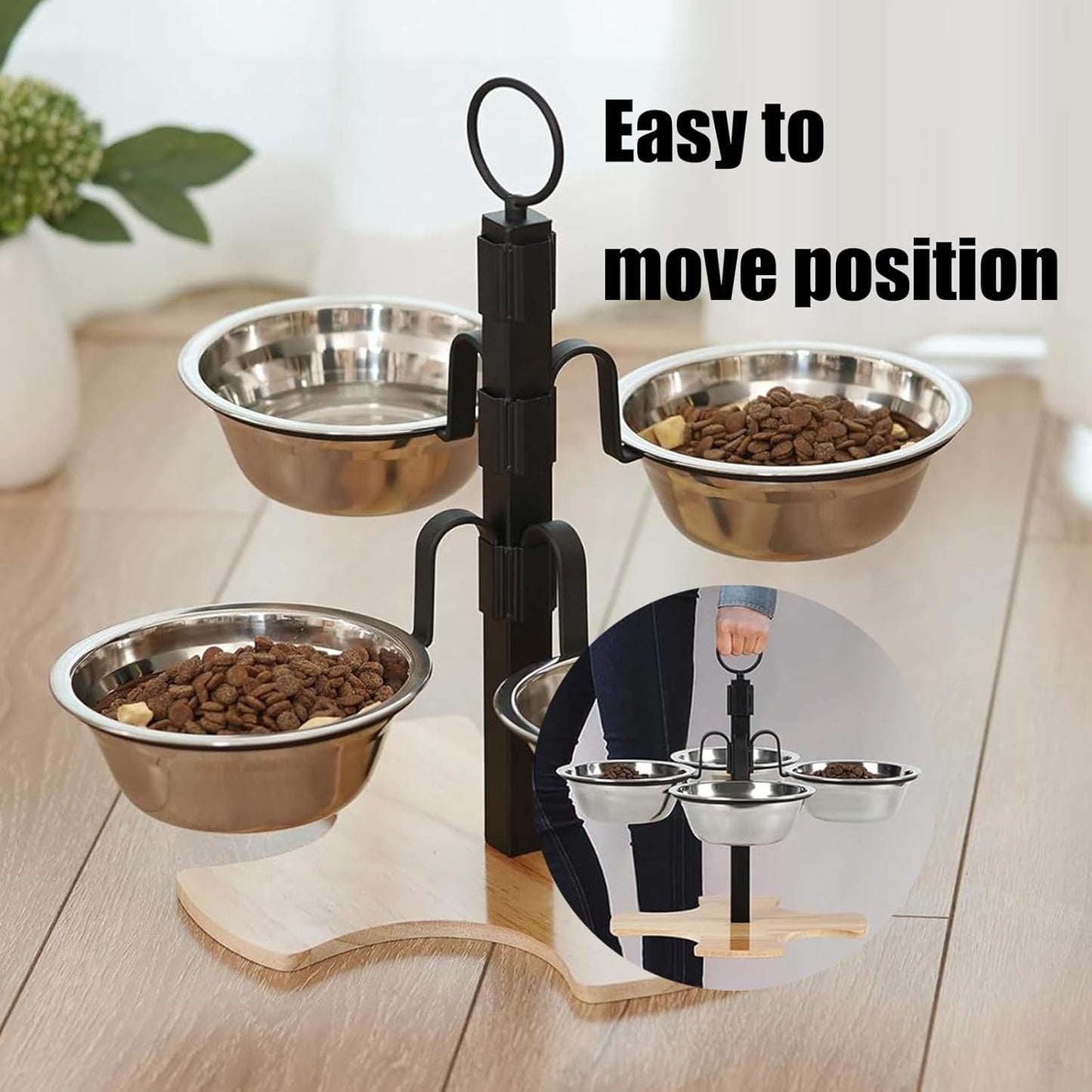 Ergonomic Elevated Dog Bowls with Stable Stand and Quadruple Bowl for Most Breeds Adjustable Heights Dishwasher Safe Pet