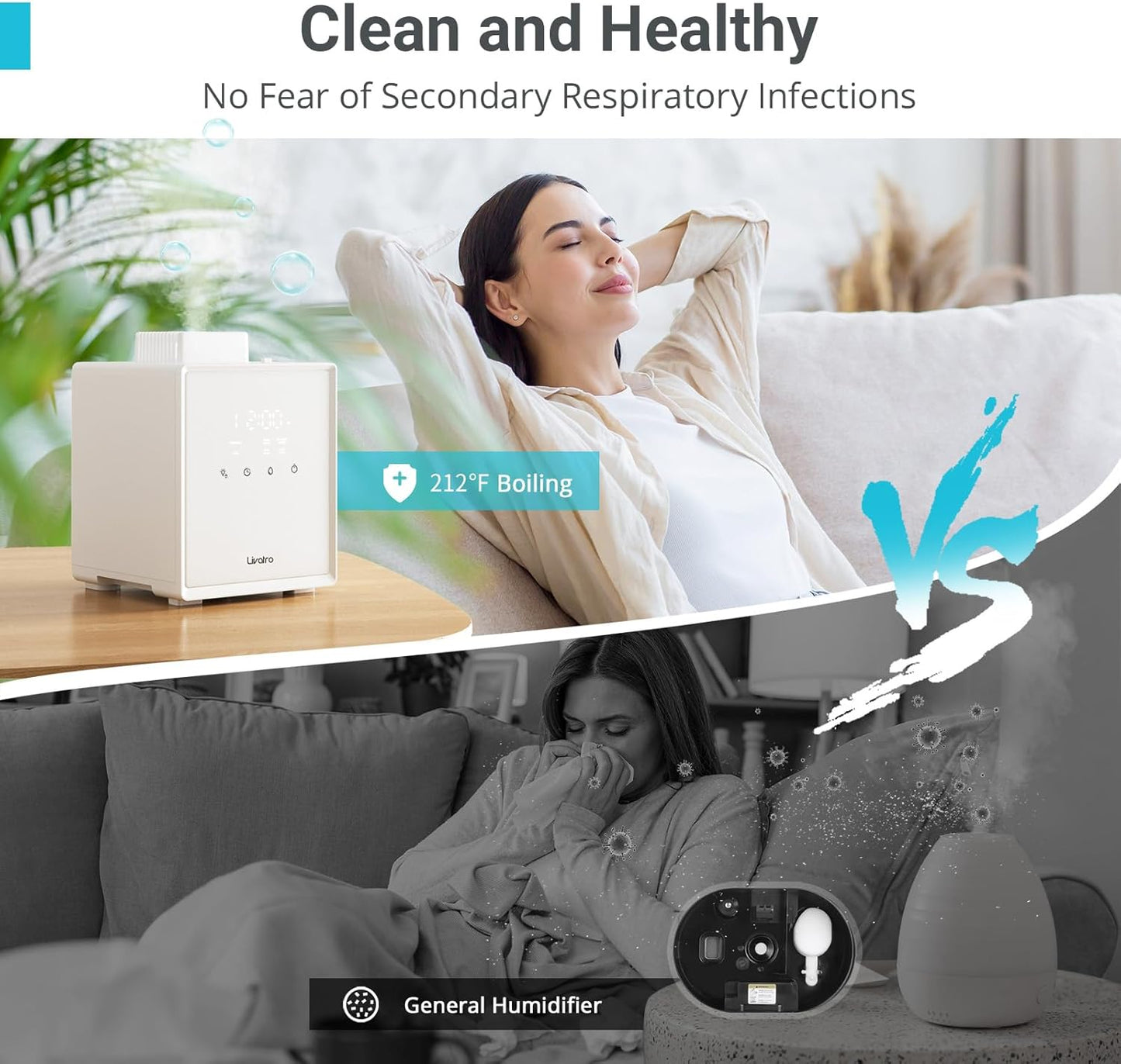 Stainless Steel Humidifier, 3L Warm Mist Humidifier, Easy Clean with Warm Steam Humidifier, Healthy Air Mist Humidifiers for Bedroom Living Room, with Sleep Mode and Auto-off Setting