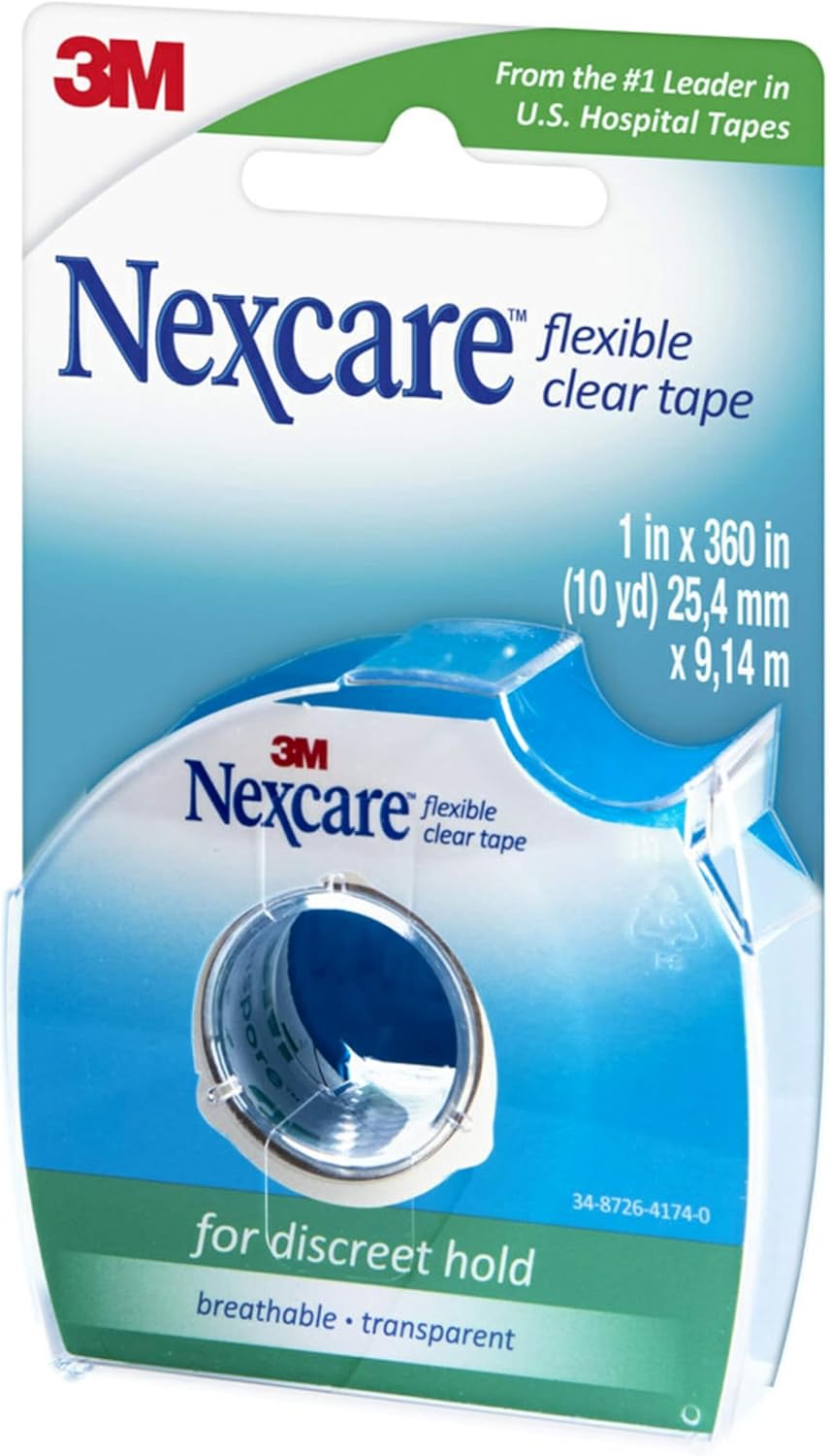 Nexcare Flexible Clear Tape, Waterproof Transparent Medical Tape, Secures Dressings and Catheter Tubing - 1 In x 10 Yds, 1 Roll of Tape