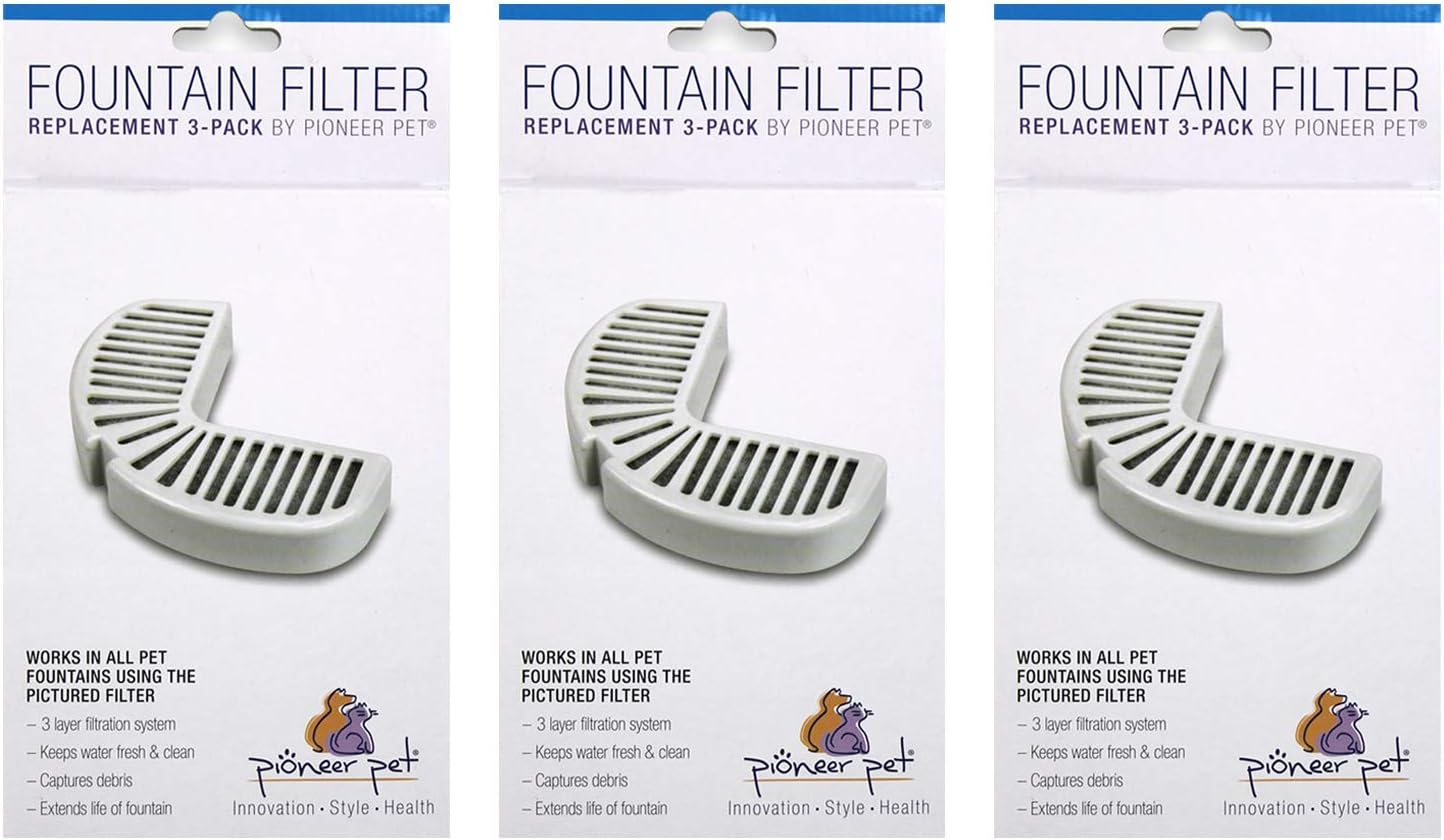 Pioneer Pet Replacement Filters for Ceramic & Stainless Steel Fountains, Raindrop Filters (9 Filters)