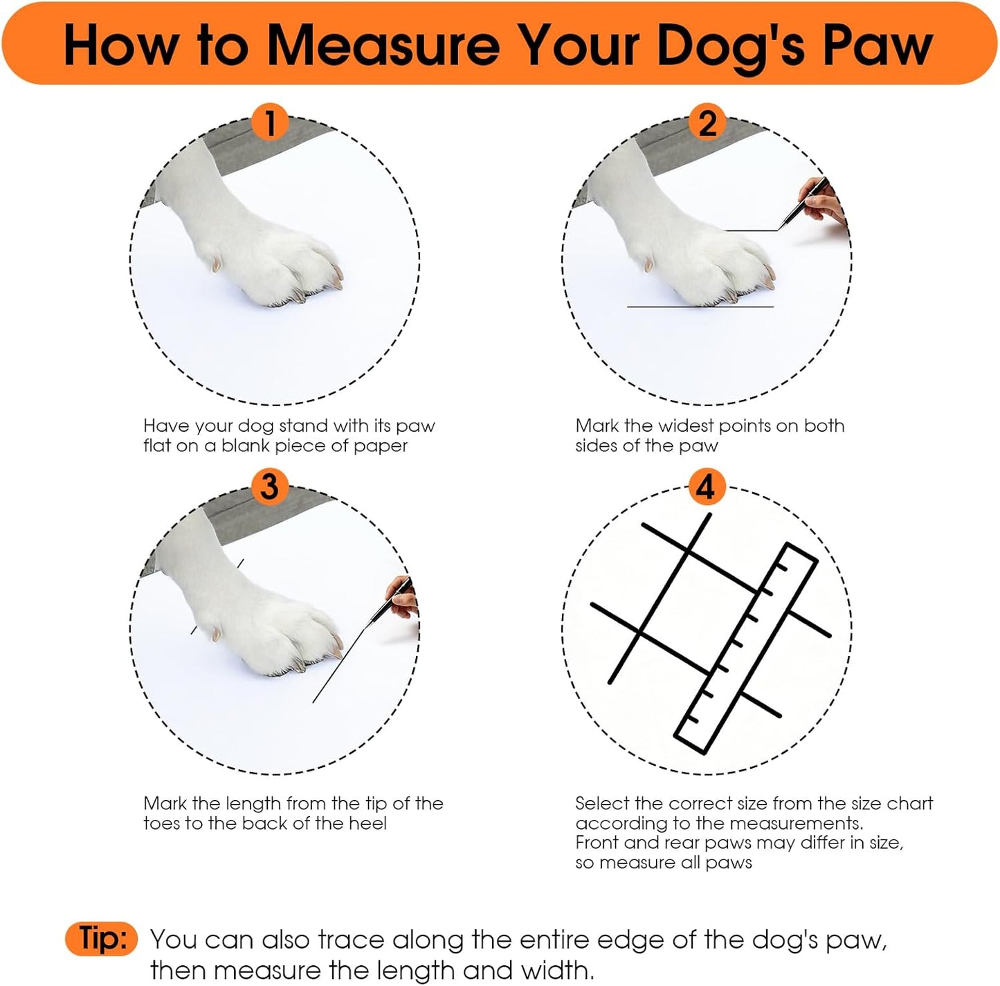 Dog Boots for Rainy Day, Hot Pavement, Non-Slip Waterproof Dog Boots & Paw Protectors, Easy to Clean Dog Shoes for Small Medium Large Dogs (Orange XXL)