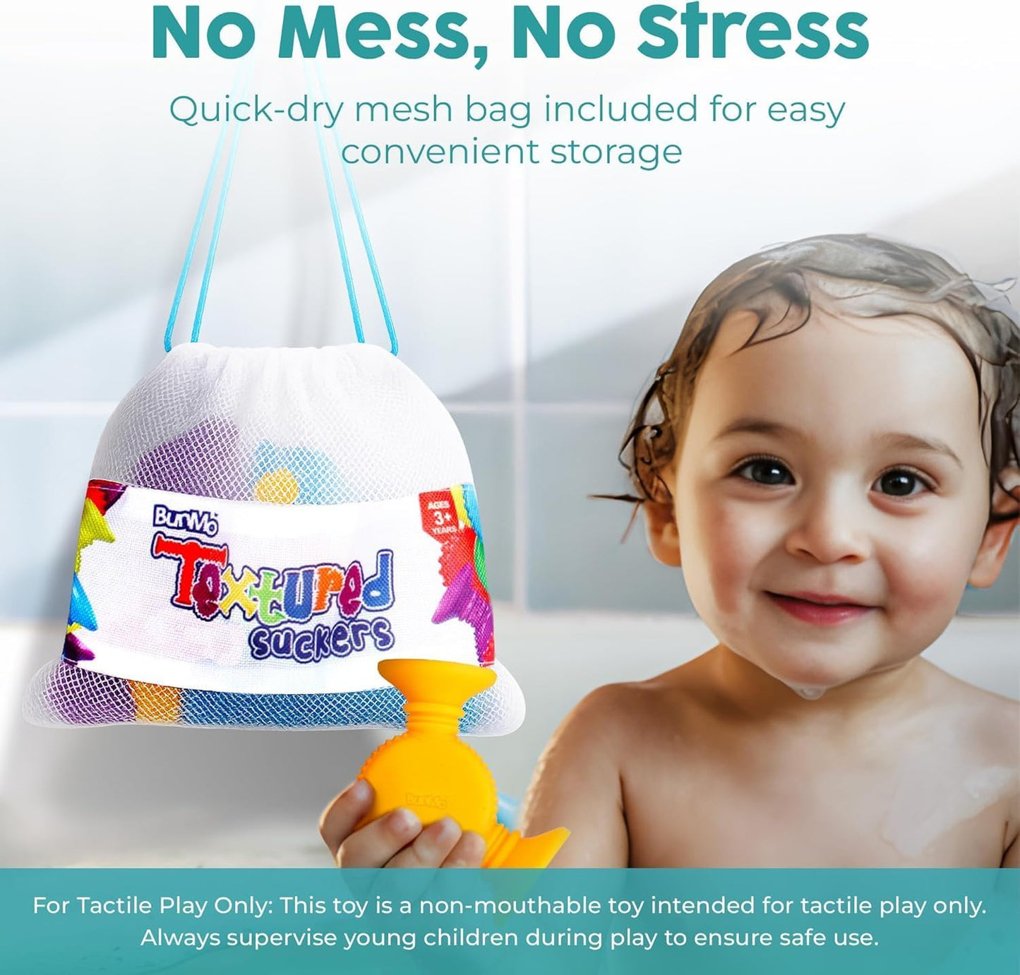 BUNMO Easter Basket Stuffers for Toddler - Bath Toys Suction - Easter Basket Stuffers - Fine Motor Skills - Stimulating Sensory Toys - Non-Mouthable 3+ - Textured 10pk