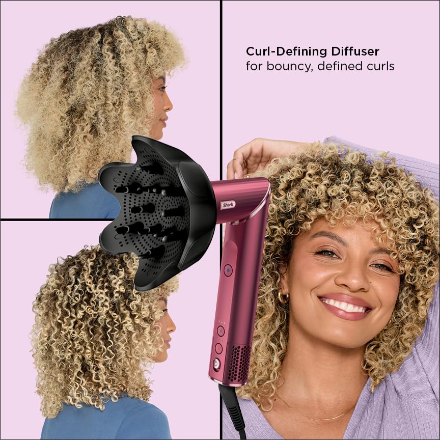 Shark FlexStyle Air Styling & Drying System, Powerful Hair Dryer Brush & Multi-Styler with Auto-Wrap Curlers, Diffuser, Paddle Brush, Round Brush, Concentrator Attachment, Black Cherry, HD457CR