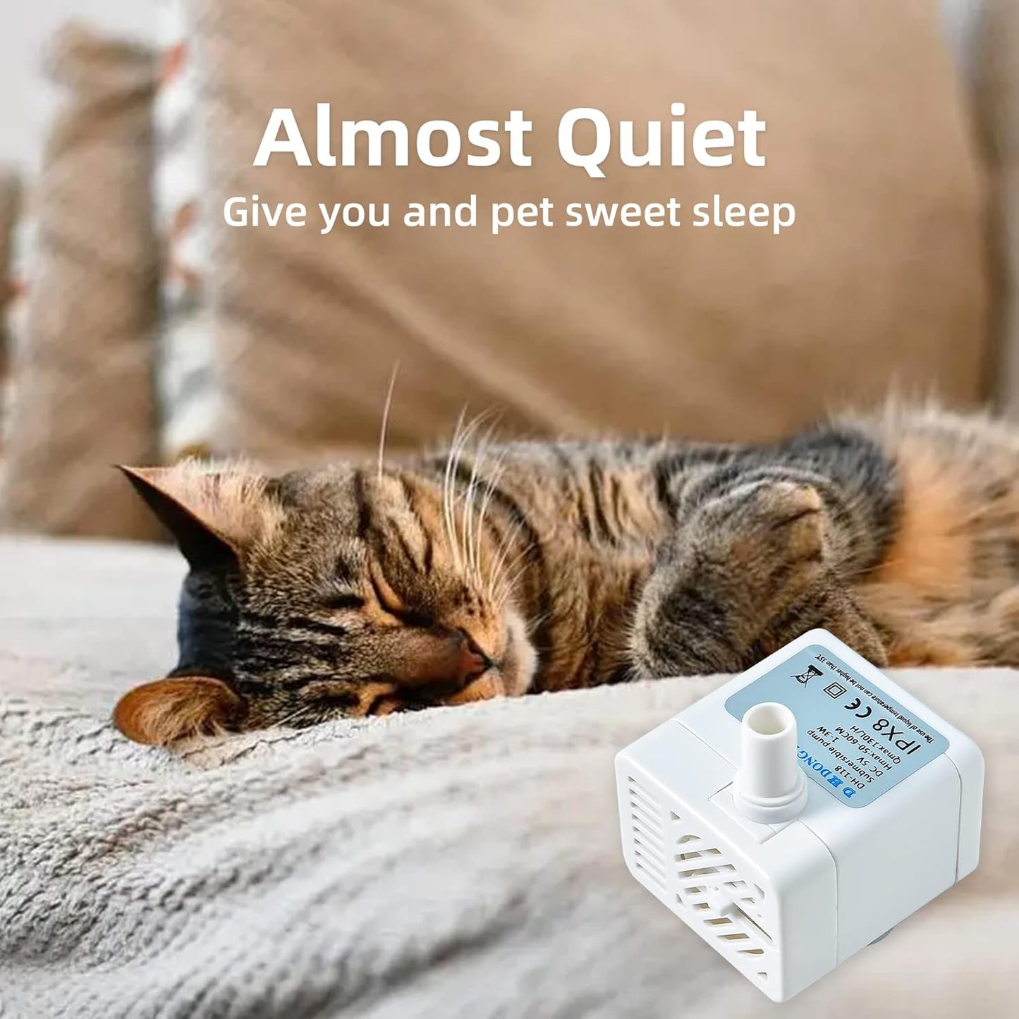 Replacement Pump for 3L/101oz and 85oz/2.5L Cat Water Fountain Pet Water Dispenser, Ultra Quiet Long Lifespan Cat Fountain Pump