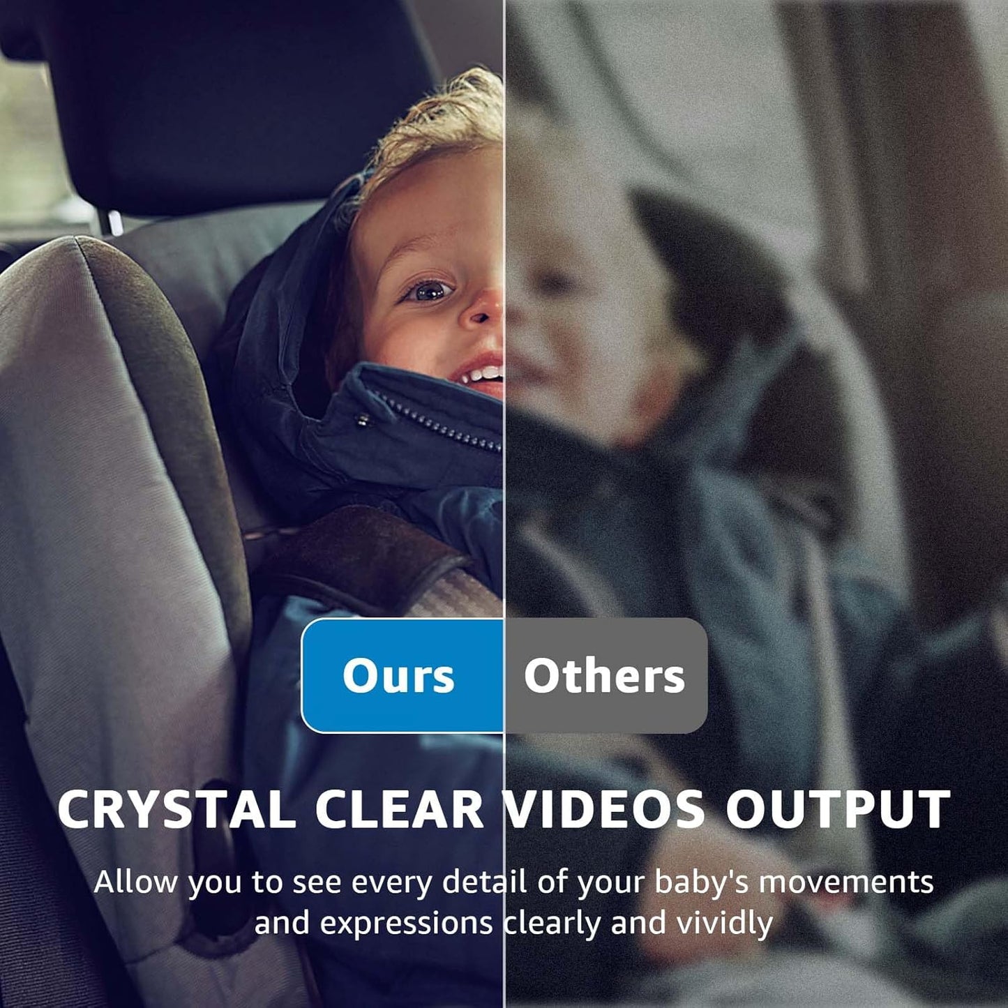 Baby Car Camera, HD Display Baby Car Mirror with Night Vision Feature, 4.3 inch Baby Car Camera with Monitor Wide Clear View, Backseat Camera Rear Facing to Observe Baby’s Every Move