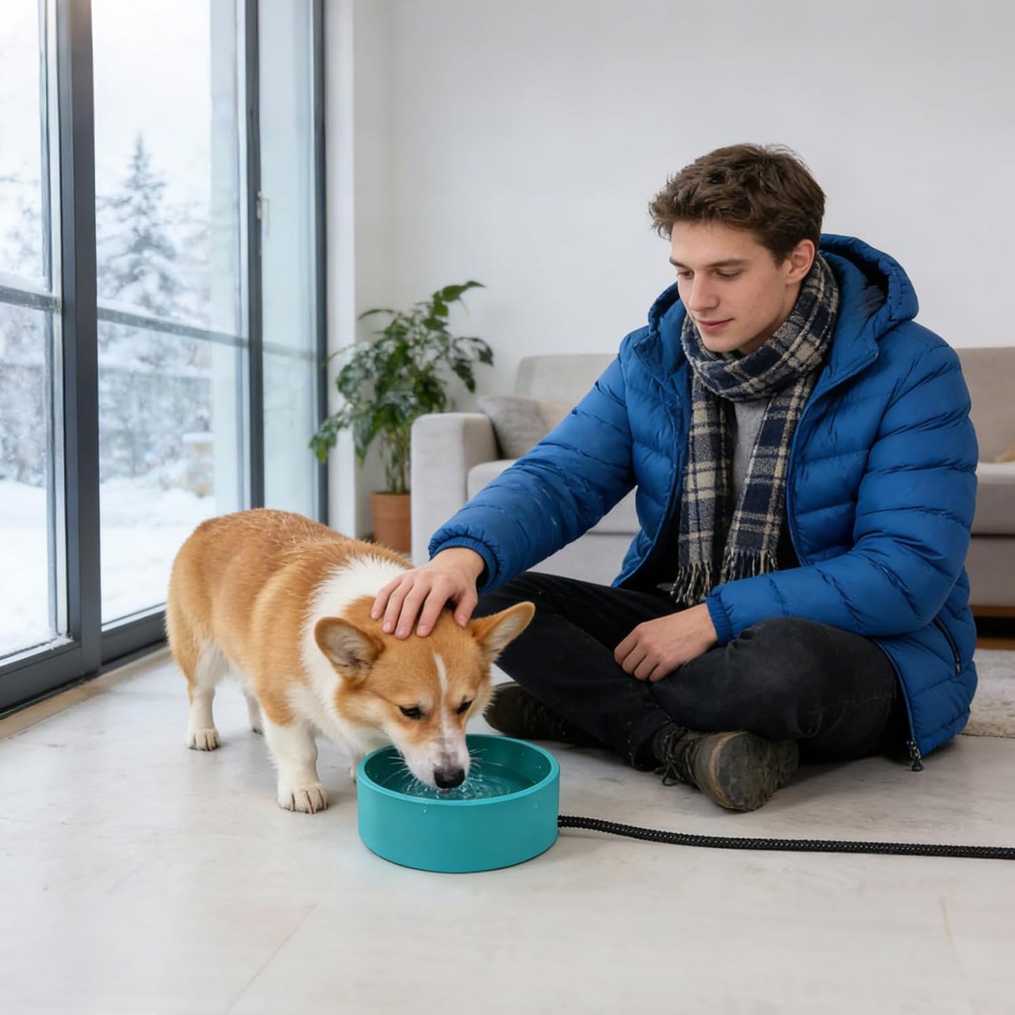 Automatic Pet Waterer, Heated Drinking Bowl, 3.2L Non-Slip Winter Feeder for Puppies Cats, Sturdy Shock-Resistant Design, Indoor Outdoor Pet Supplies, Easy Hydration for Small Medium Large Pets