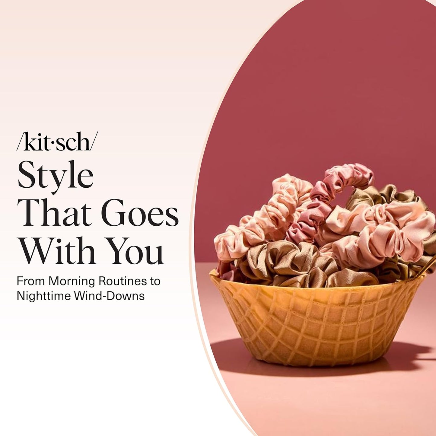 Kitsch Satin Scrunchies for Women - No Crease Hair Ties for Girls | Scrunchies For All Hair Types and Textures, Perfect for Day or Night | Ideal Gifts for Women - 6 Pcs, Terracotta