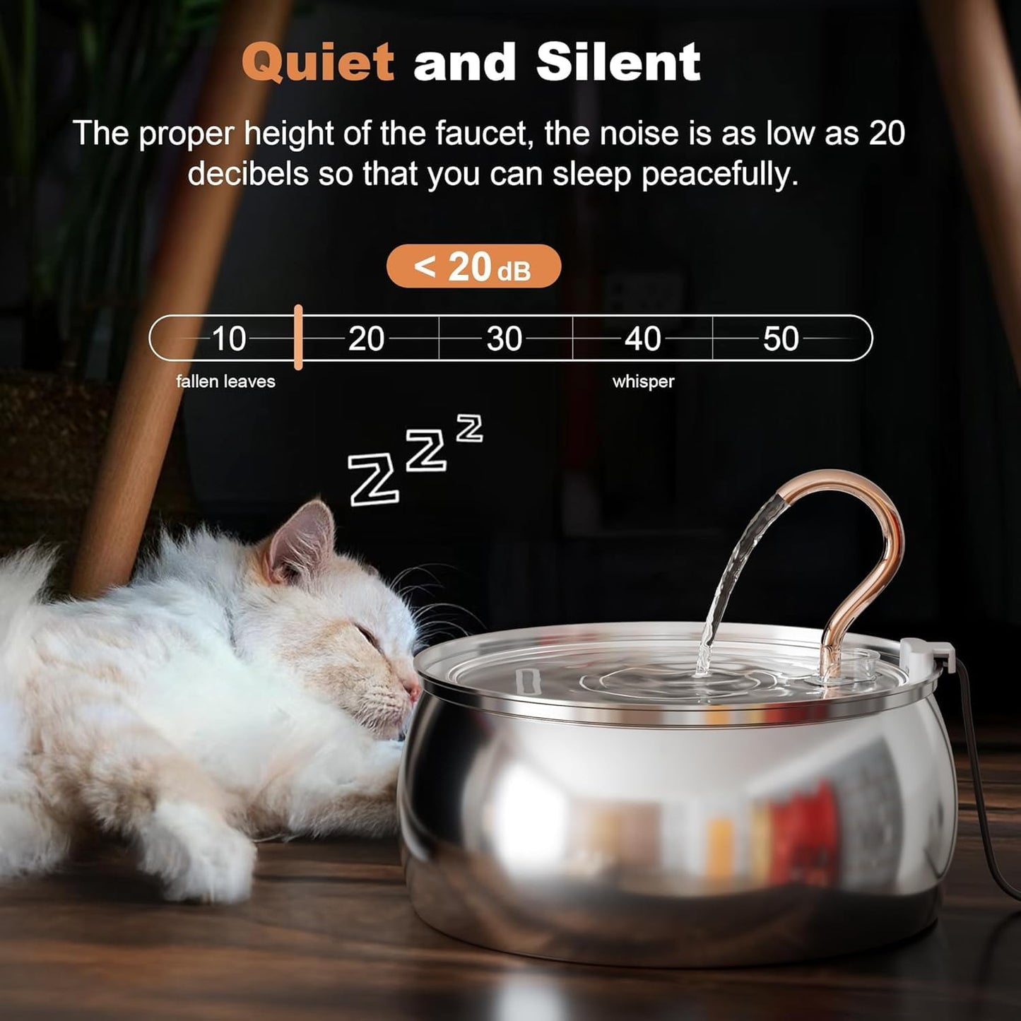 Casfuy PWS-161 Stainless Steel Swan-Neck Copper Spout Dog & Cat Water Fountain, 85-oz