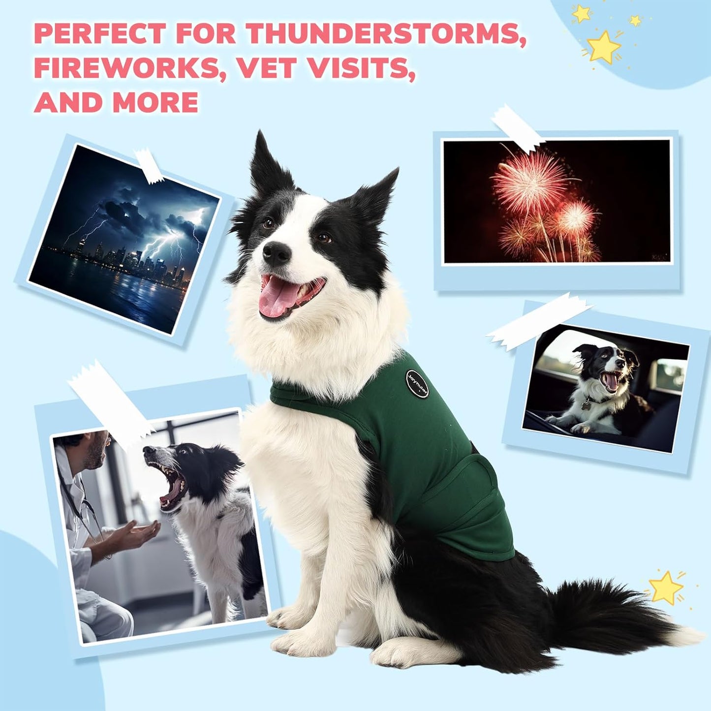 Dog Anxiety Relief Calming Vest, Dog Anxiety Jacket, Skin-Friendly Thunder Jacket