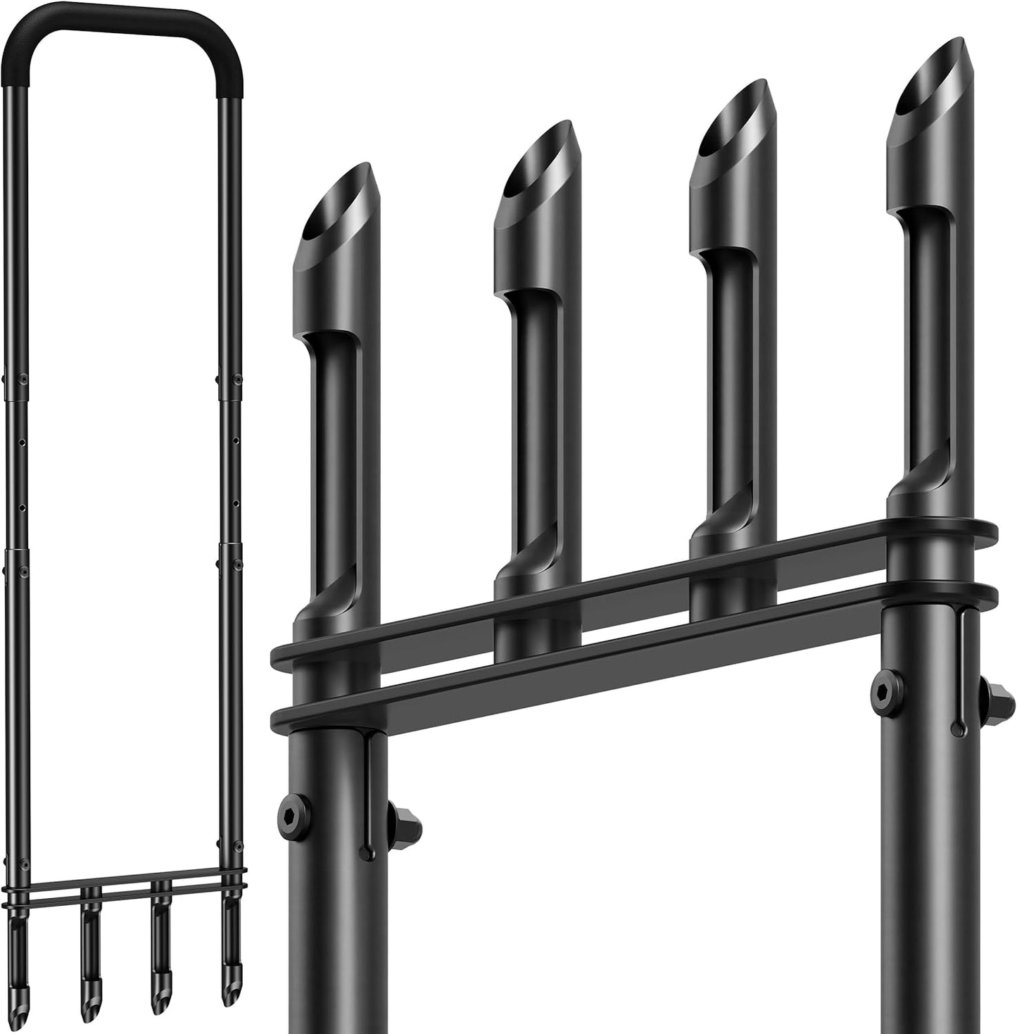 Knee-Friendly Manual Lawn Aerator Tool –Adjustable SUS304 Stainless Steel Core Aerator for Grass, Yard Aeration Tool with 4 Hollow Tines for Lawn Care and Compacted Soil,43.3"-48.5",Black