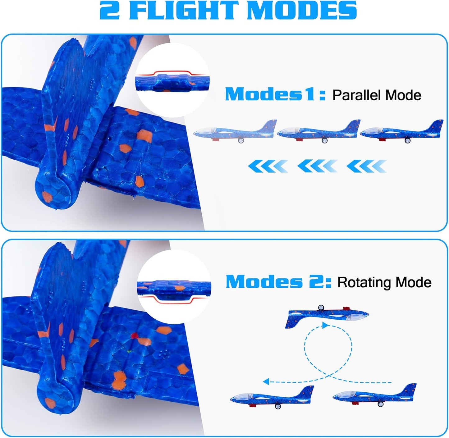 3 Pack Airplane Launcher Toys, 2 Flight Modes LED Foam Glider Catapult Plane, Outdoor Flying Toy for Kids, Birthday Gifts for Boy Girl 3+ Year Old, B-Day Party Supplies