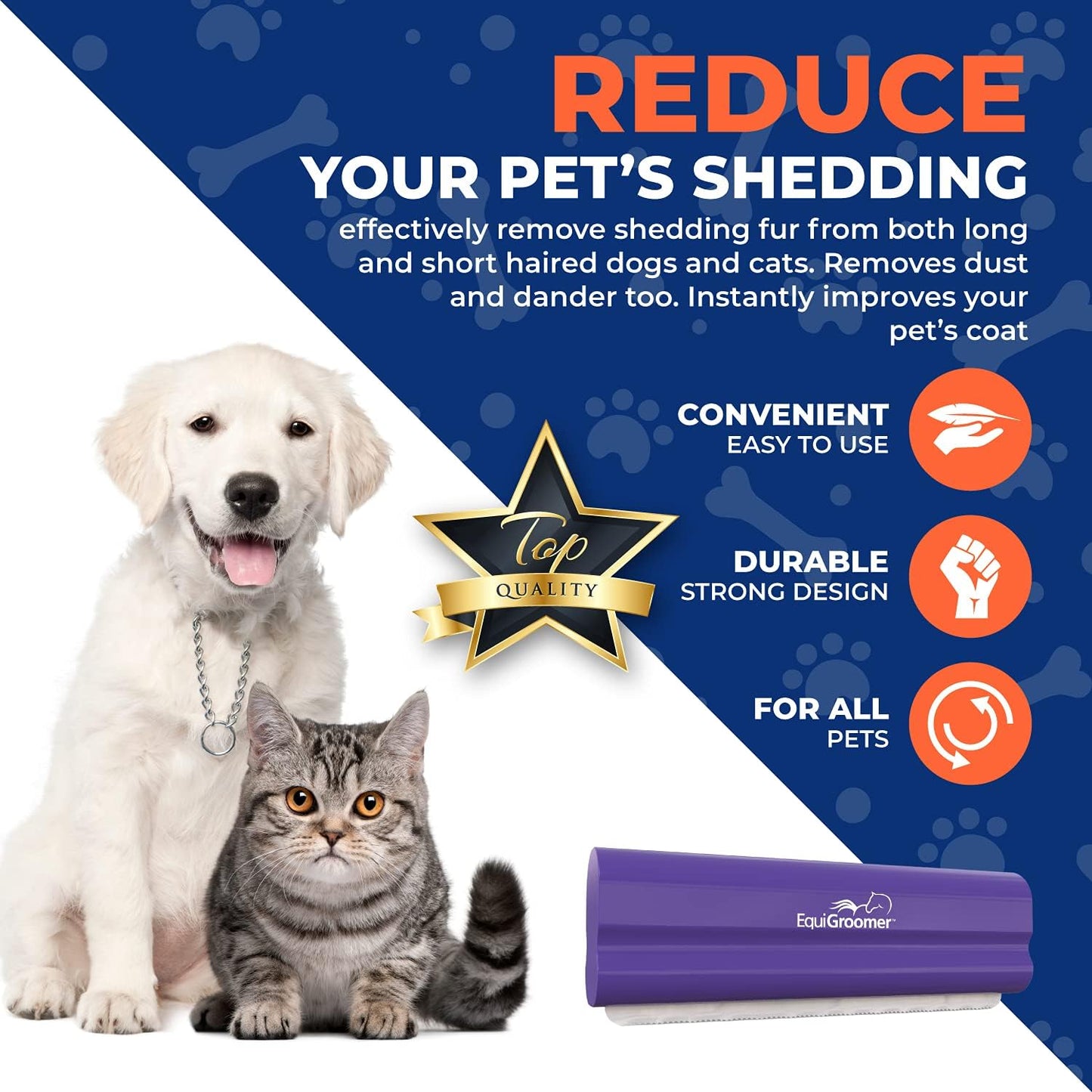 EasyGroomer Deshedding Brush for Dogs & Cats – Undercoat Grooming Tool for Short & Long Hair, Removes Loose Fur & Dirt, Reduces Shedding for Small & Large Pets, Purple